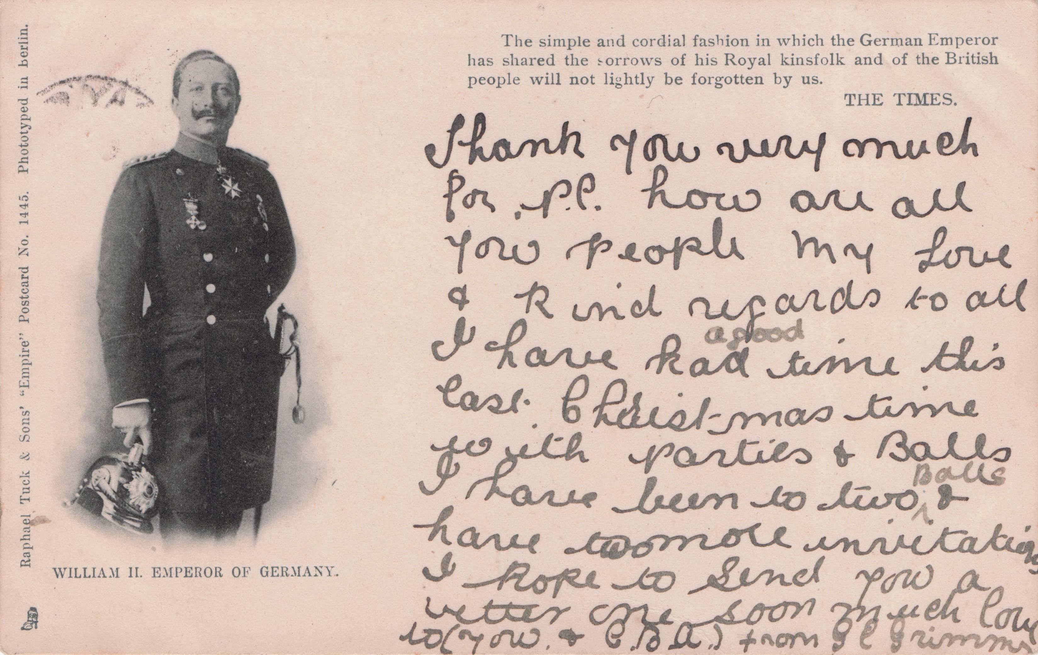 Kaiser Wilhelm Emperor Of Germany 1906 Antique Times Tucks Letter Postcard