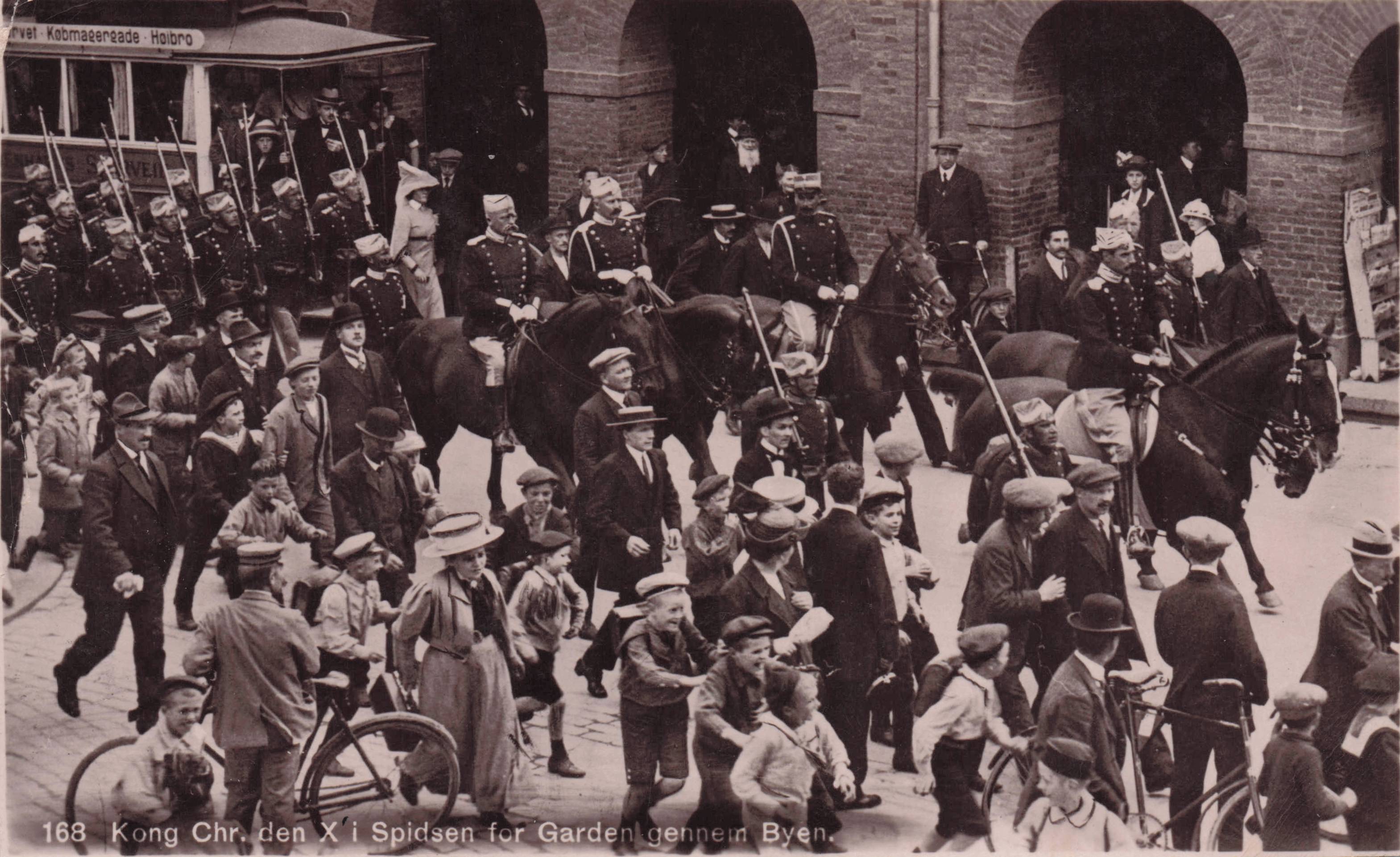 King Christian X Denmark Street Military Parade Antique Royal Real Photo Postcard