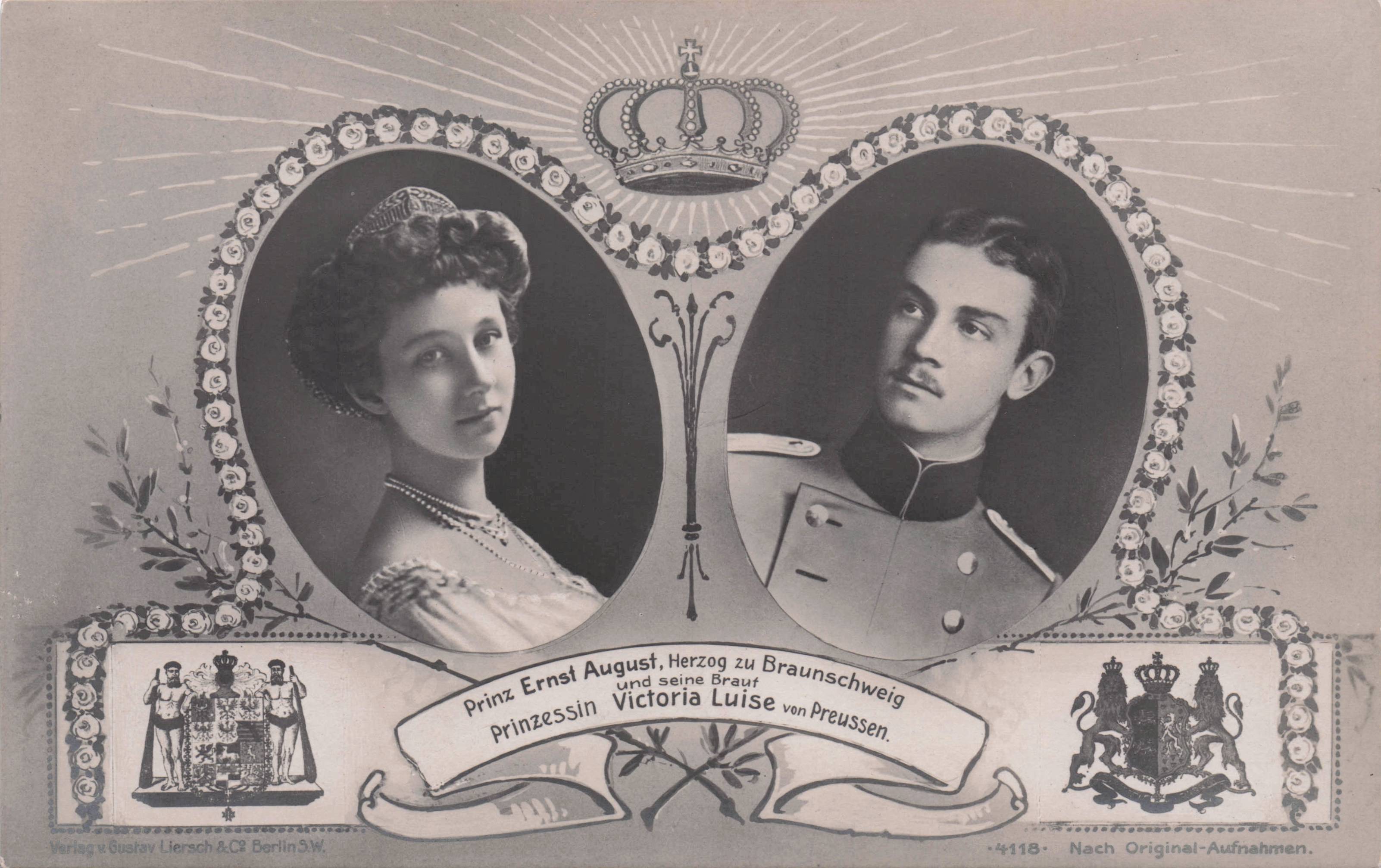 Prince Ernst August & Princess Victoria German Prussia Royal Antique Postcard