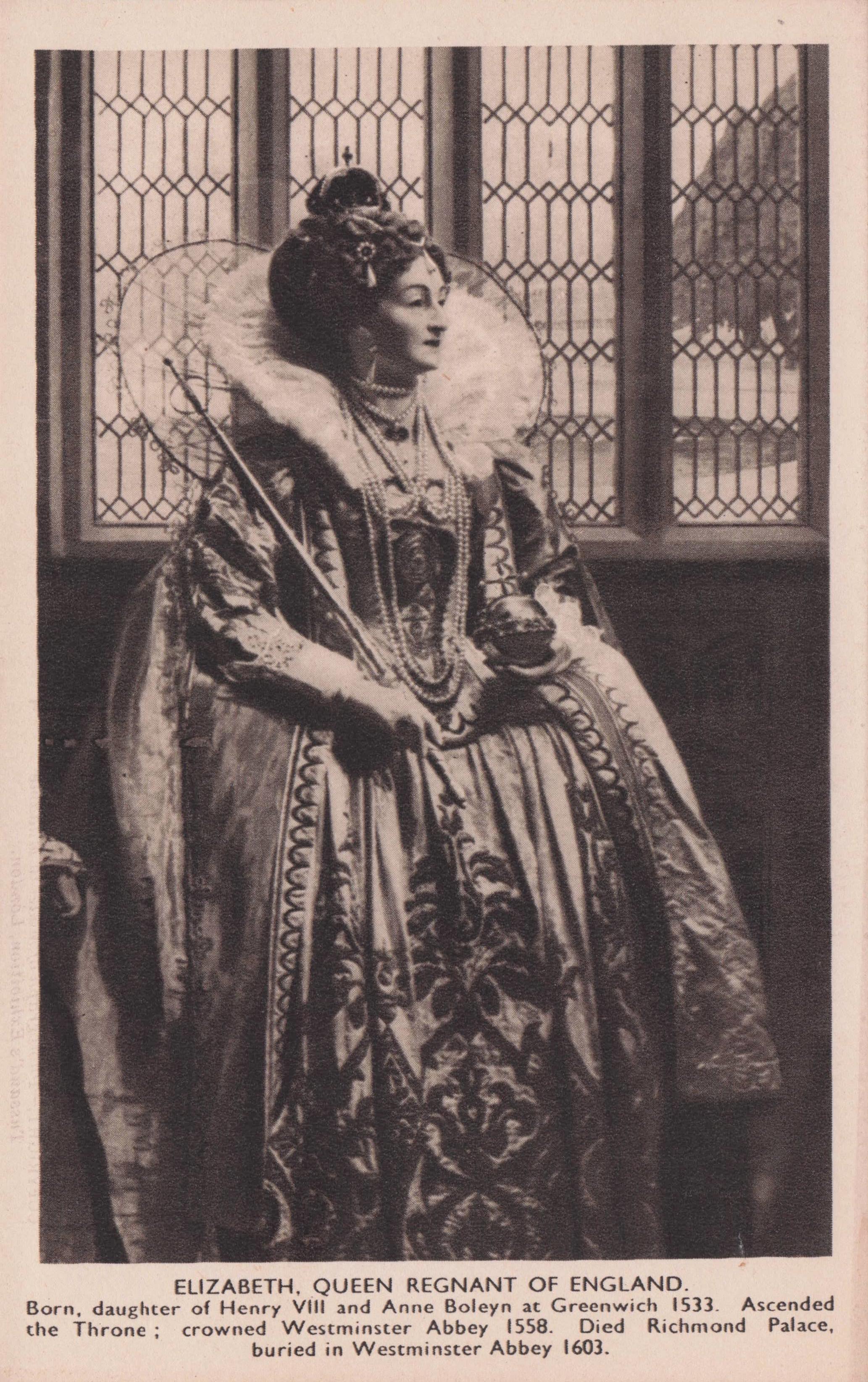 Queen Elizabeth Of Anne Boleyn Henry VIII Old Madame Tussauds Waxwork Postcard