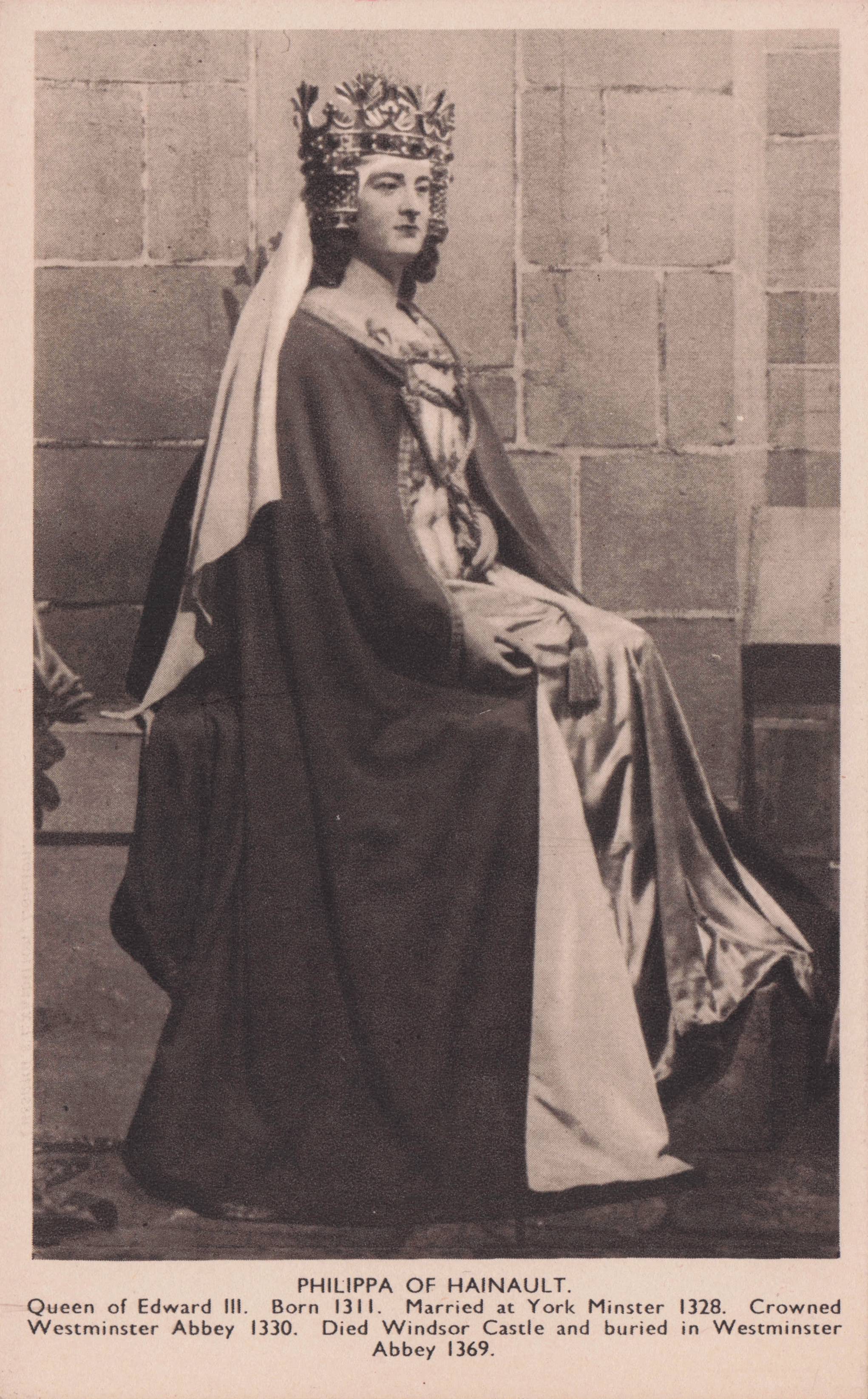 Queen Philippa Of Hainault King Edward II Old Madame Tussauds Waxwork Postcard