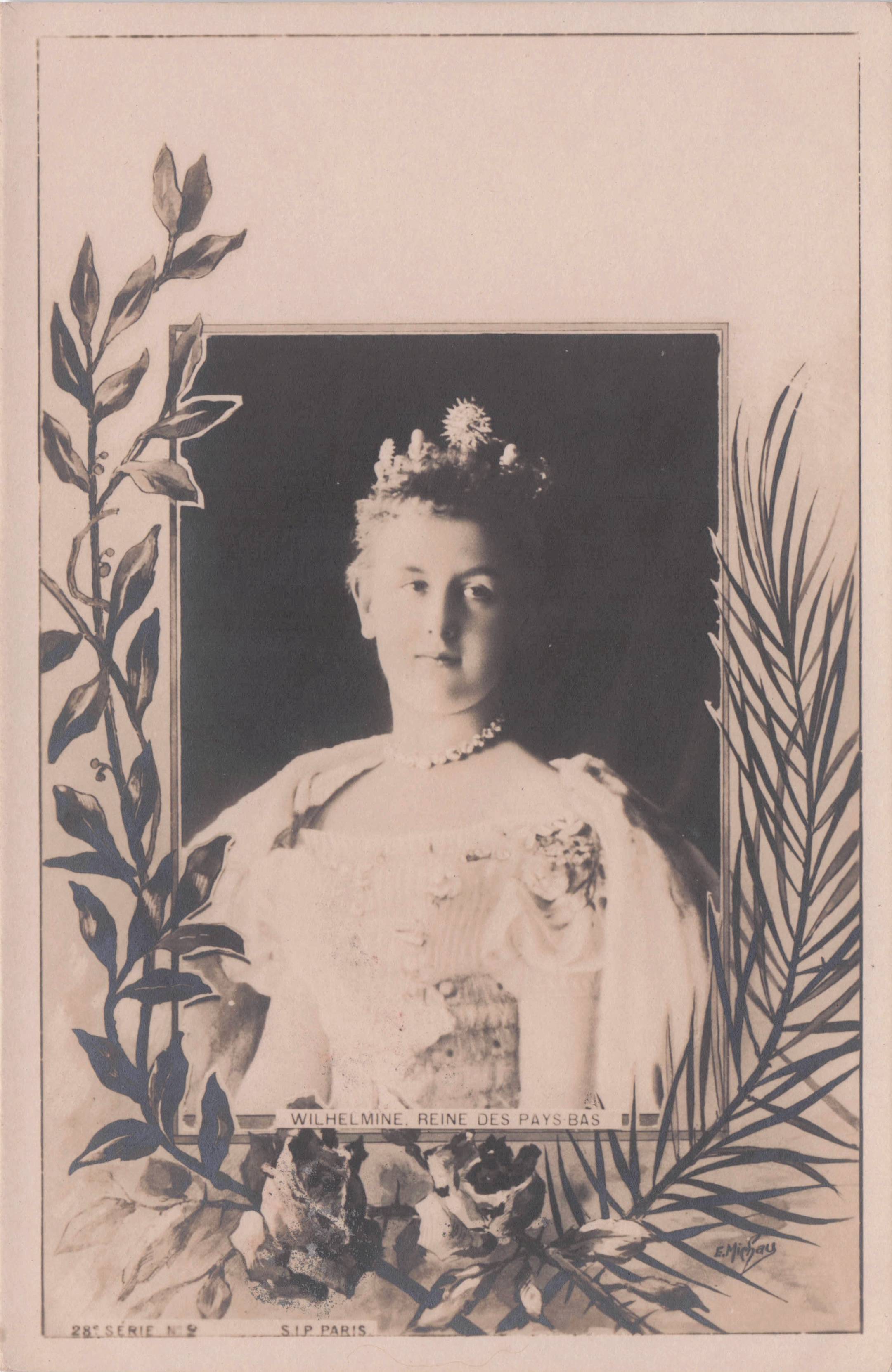 Reine Queen Wilhelmine Des Pas Bas French Paris Antique Rare Serie 8 Postcard