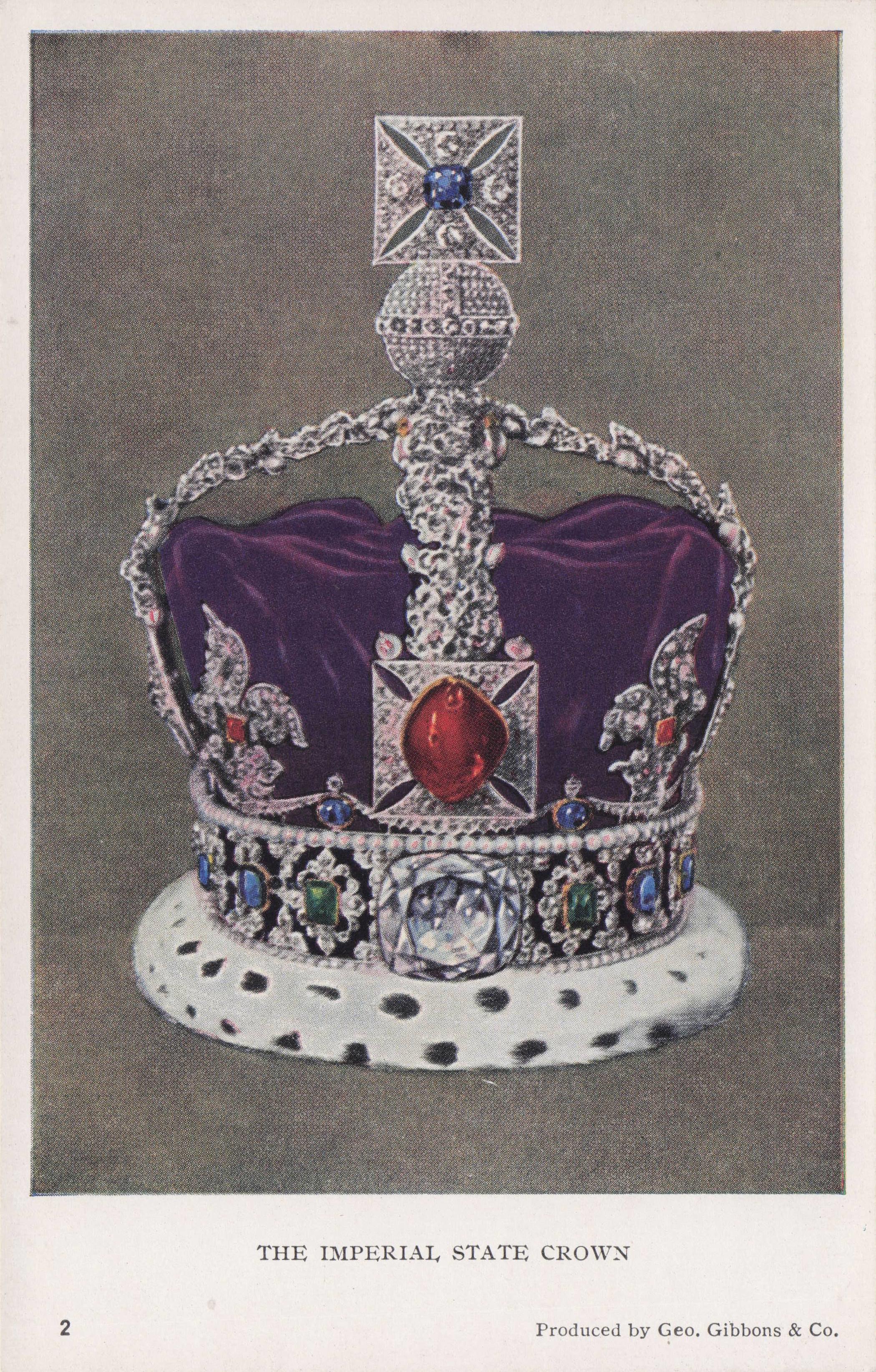 The Imperial State Crown Jewels Antique History Old Royal Postcard