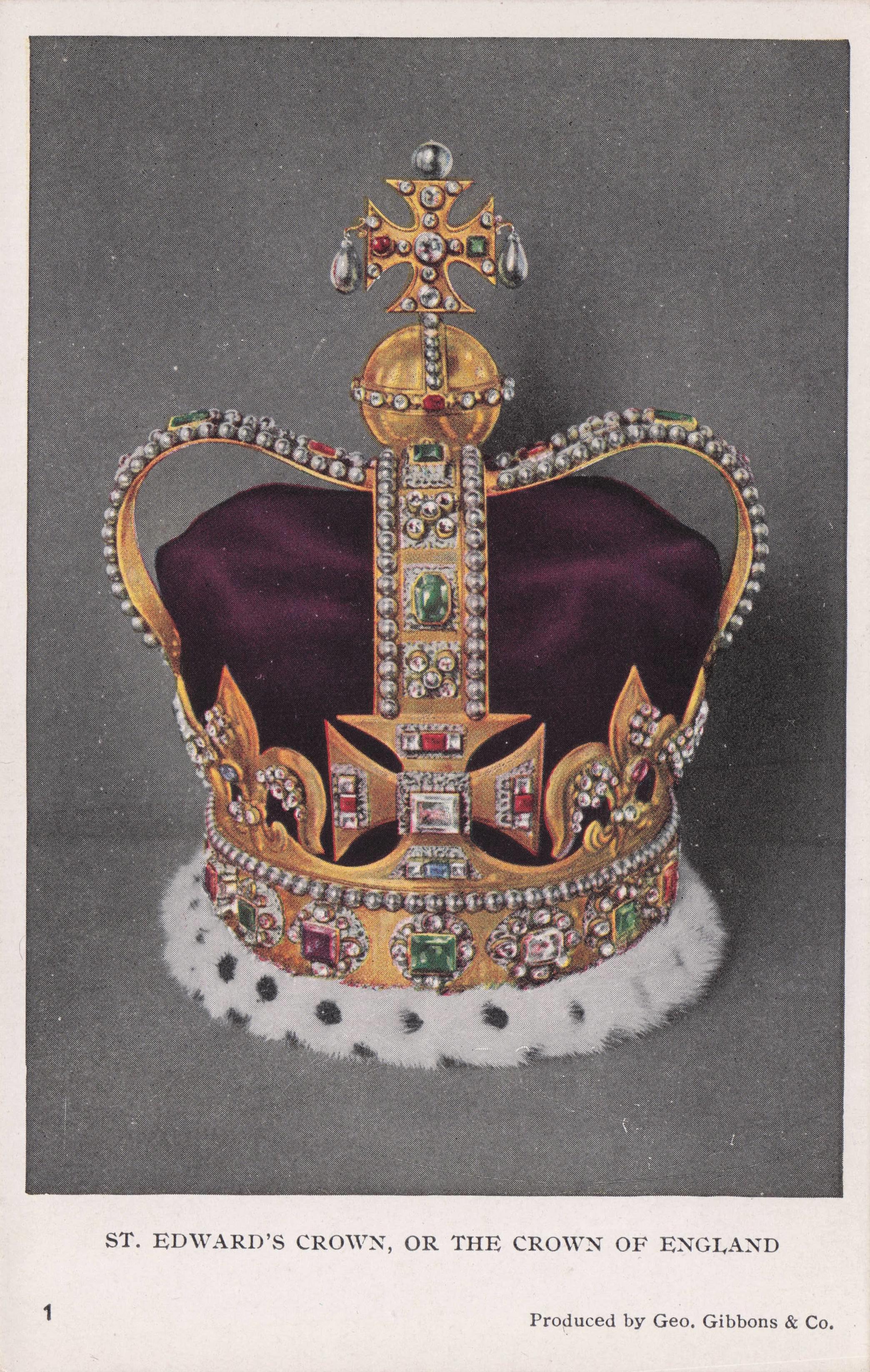 St Edward's The Crown Jewels London Royal Regalia Antique Postcard