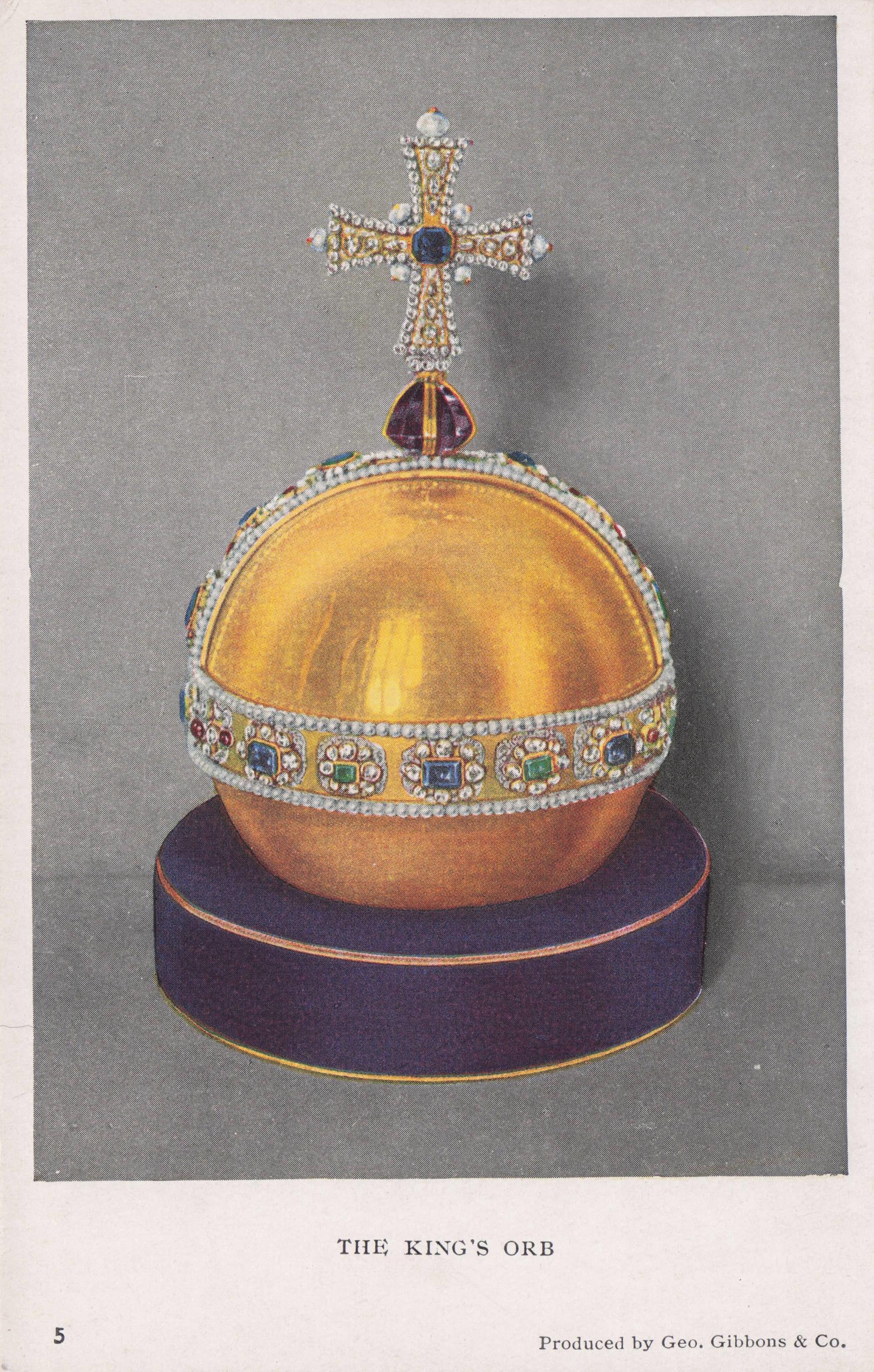 The Kings Orb Crown Jewels London Royal Regalia Antique Postcard