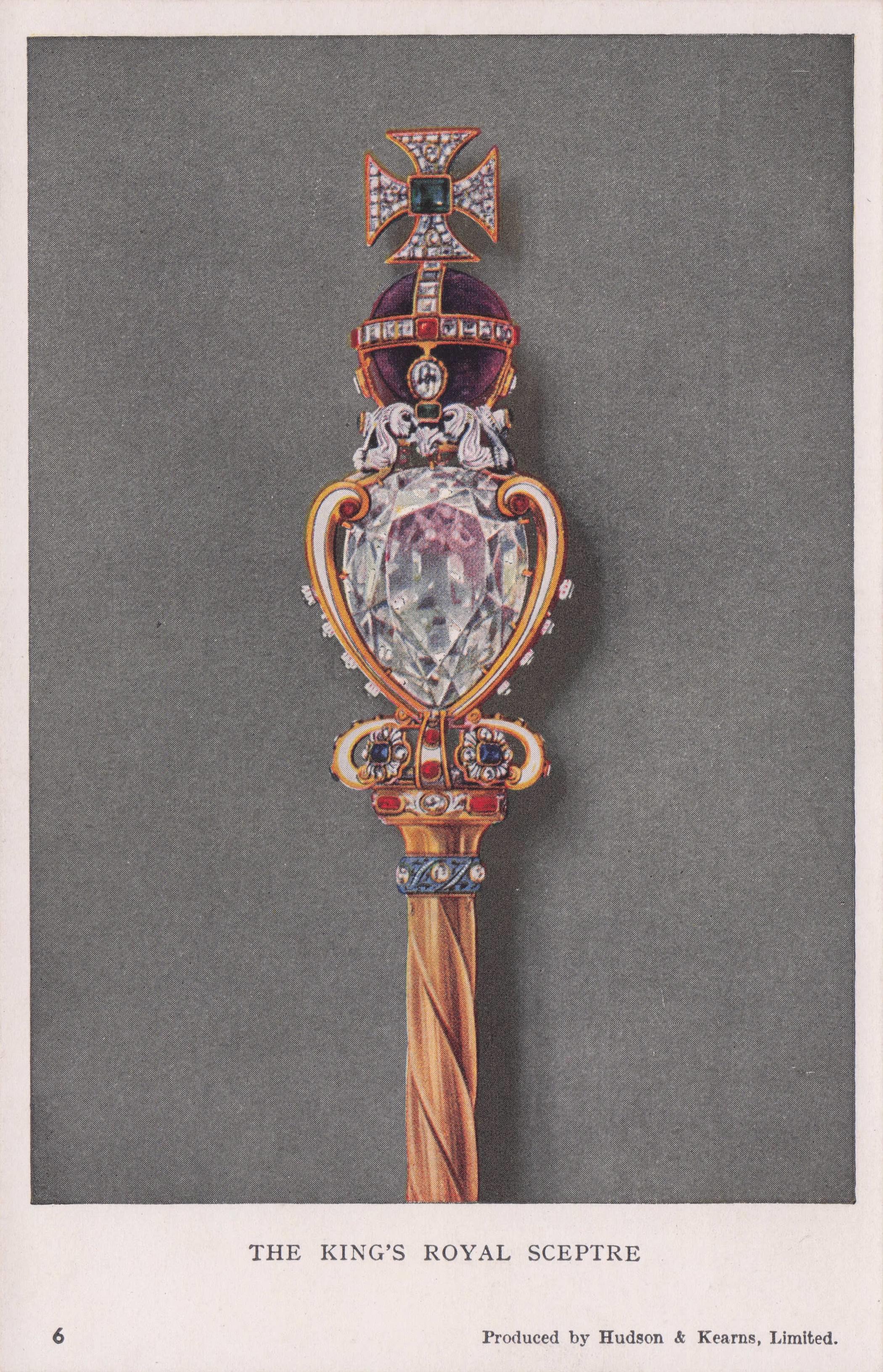 The King's Royal Sceptre Crown Jewels Royal London Antique Postcard