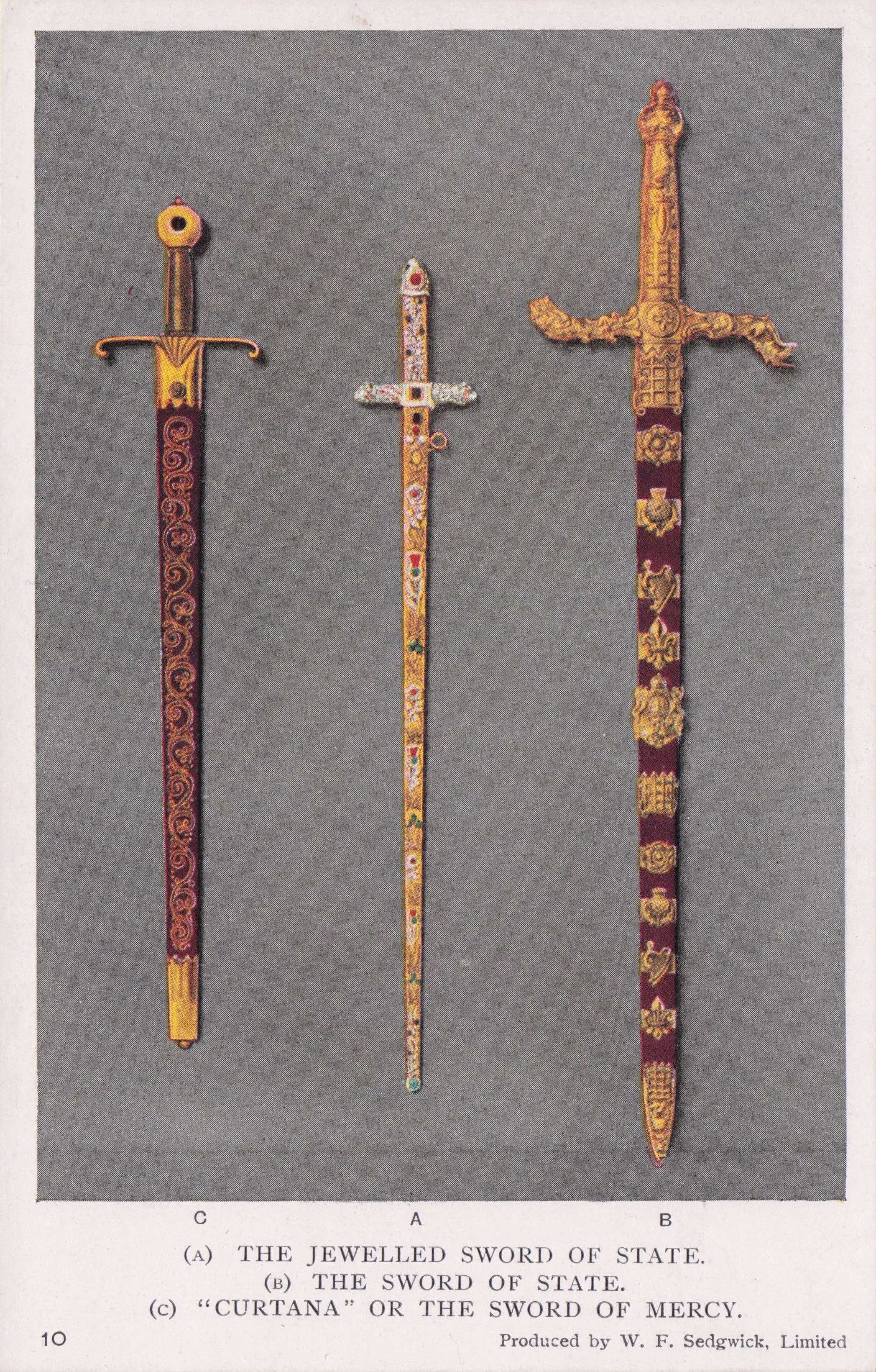 The Jewelled Sword Of State Crown Jewels Antique History Old Royal Postcard