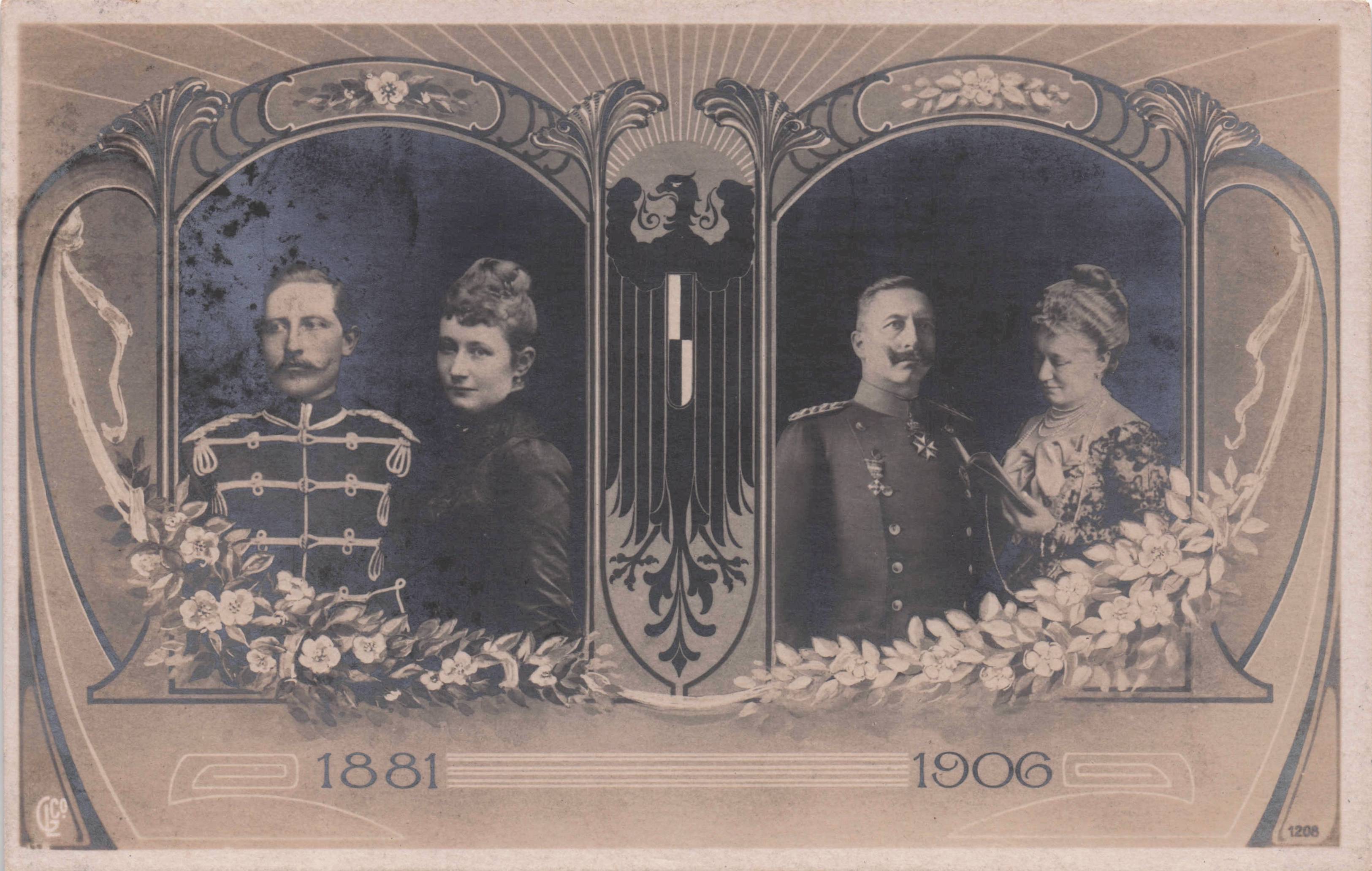 Kaiser Wilhelm II 25th Wedding Anniversary in 1906 Antique Royal German Postcard