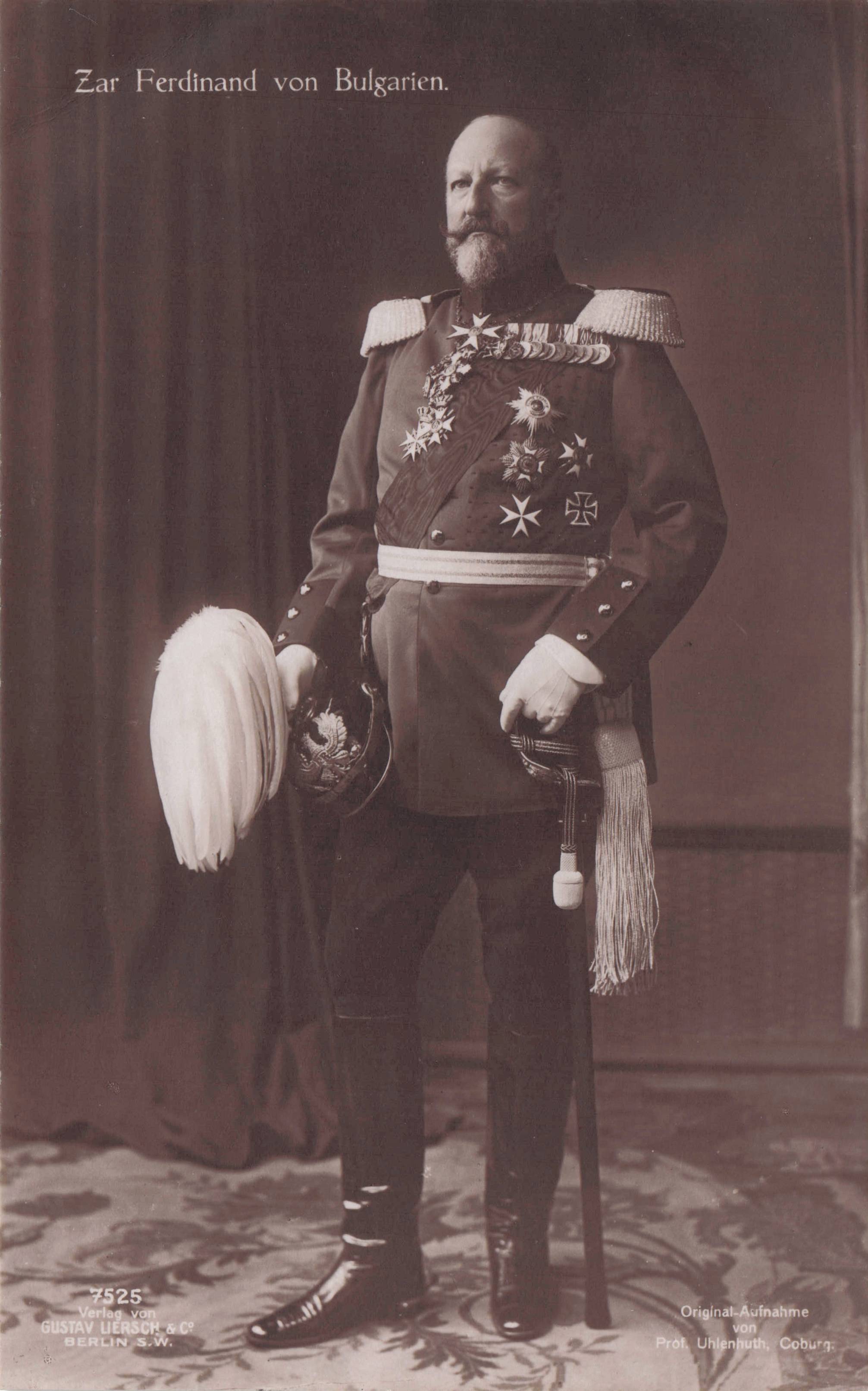 Tsar Ferdinand Of Bulgaria Uniform Military Medals Antique Postcard