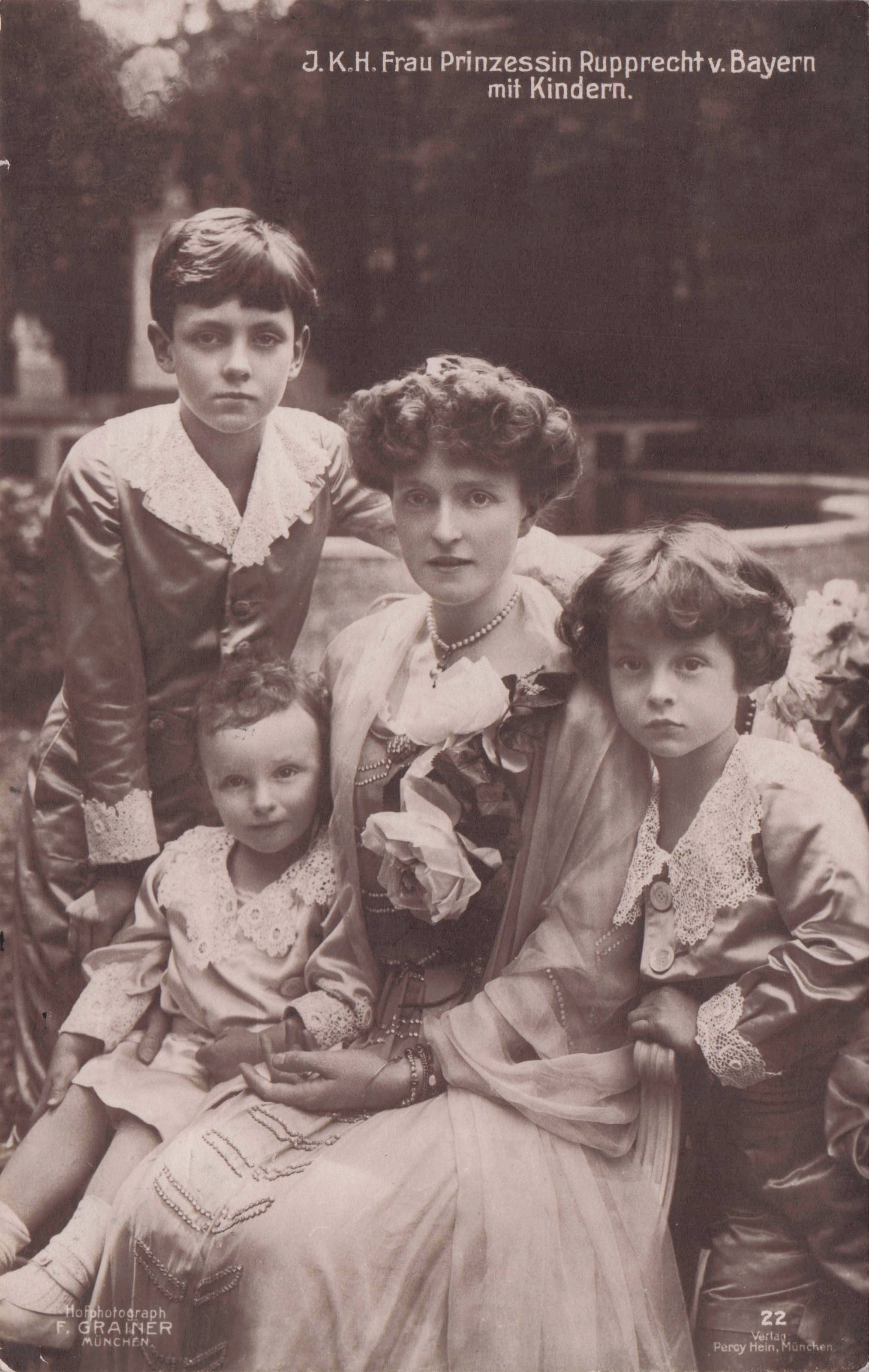 Frau Prinzessin Rupprecht Bayern Mit Kindern Antique German Royal Postcard