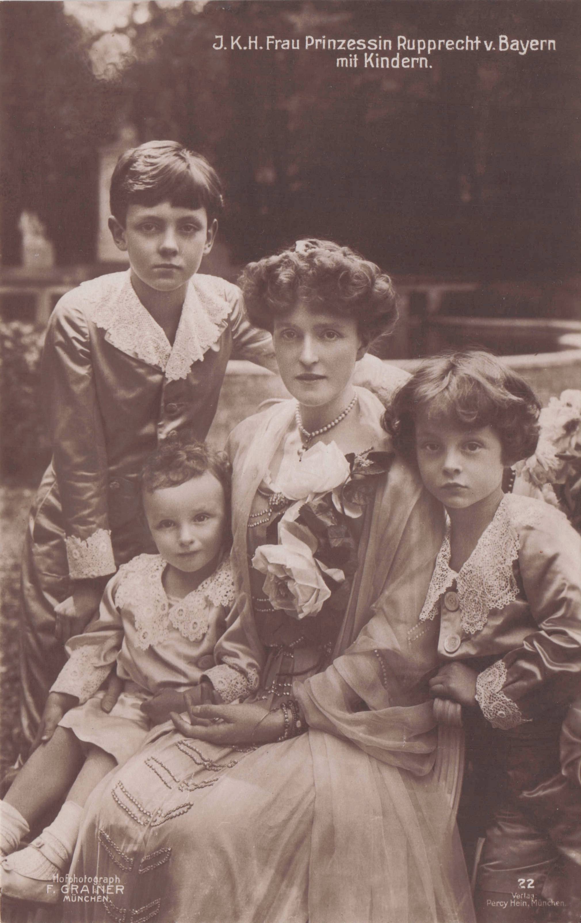 Frau Prinzessin Rupprecht Bayern Kindern Antique German Royal Postcard