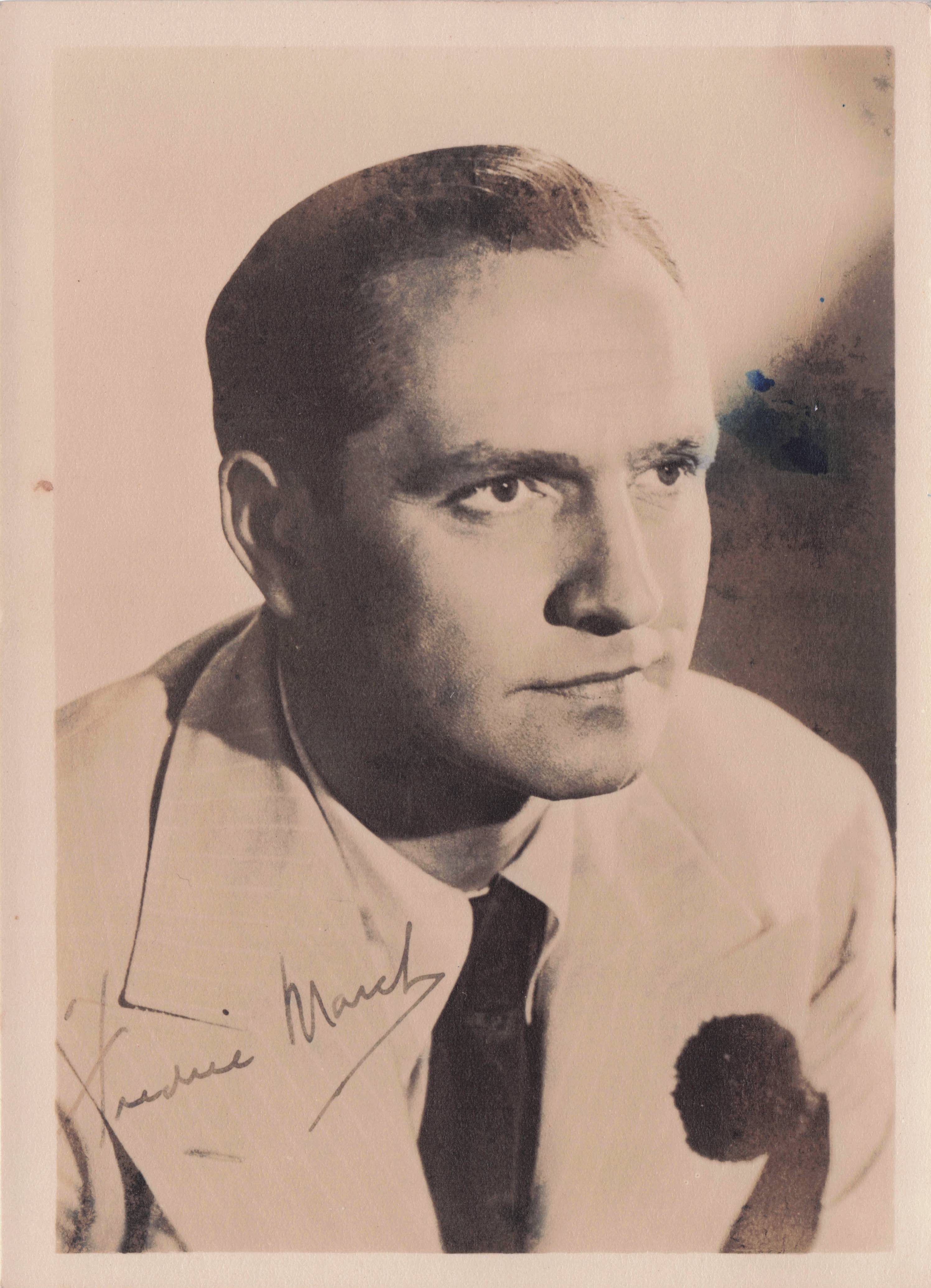 Fredric March Actor Hand Printed But Hand Signed Appearance Old Photo