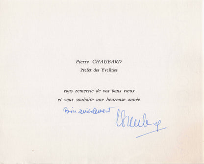 French Politics Autograph Hand Signed France Prefet Des Yvelines Pierre Chaubard