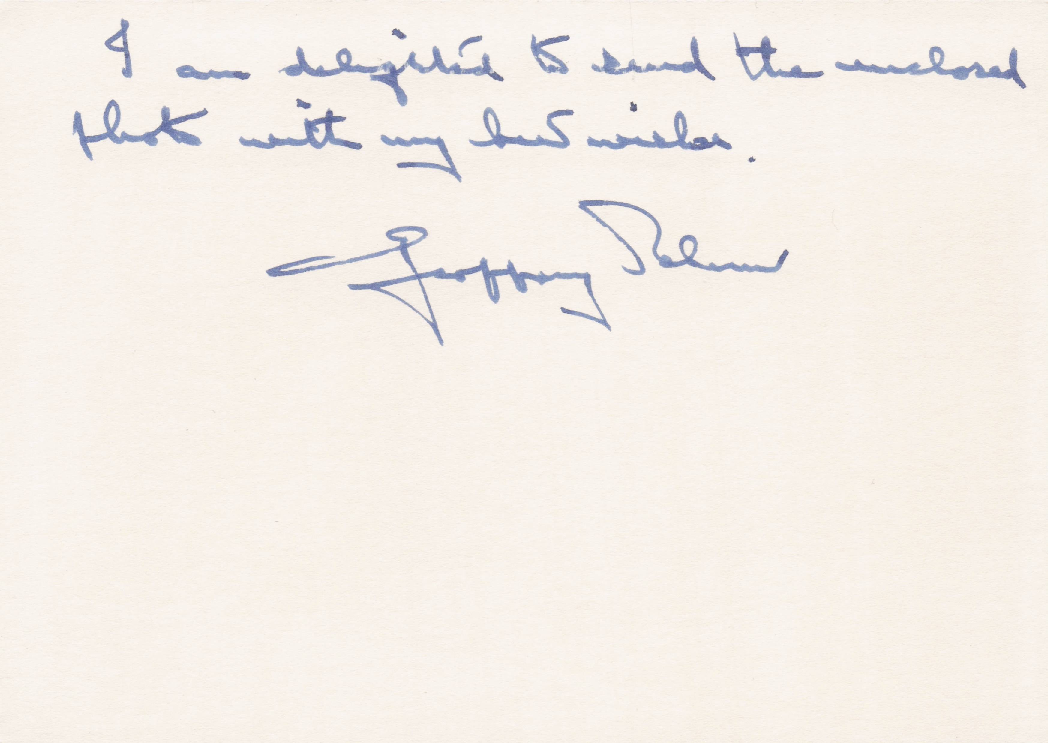 Geoffrey Palmer TV Actor Fully Hand Written And Signed On Headed Paper Card