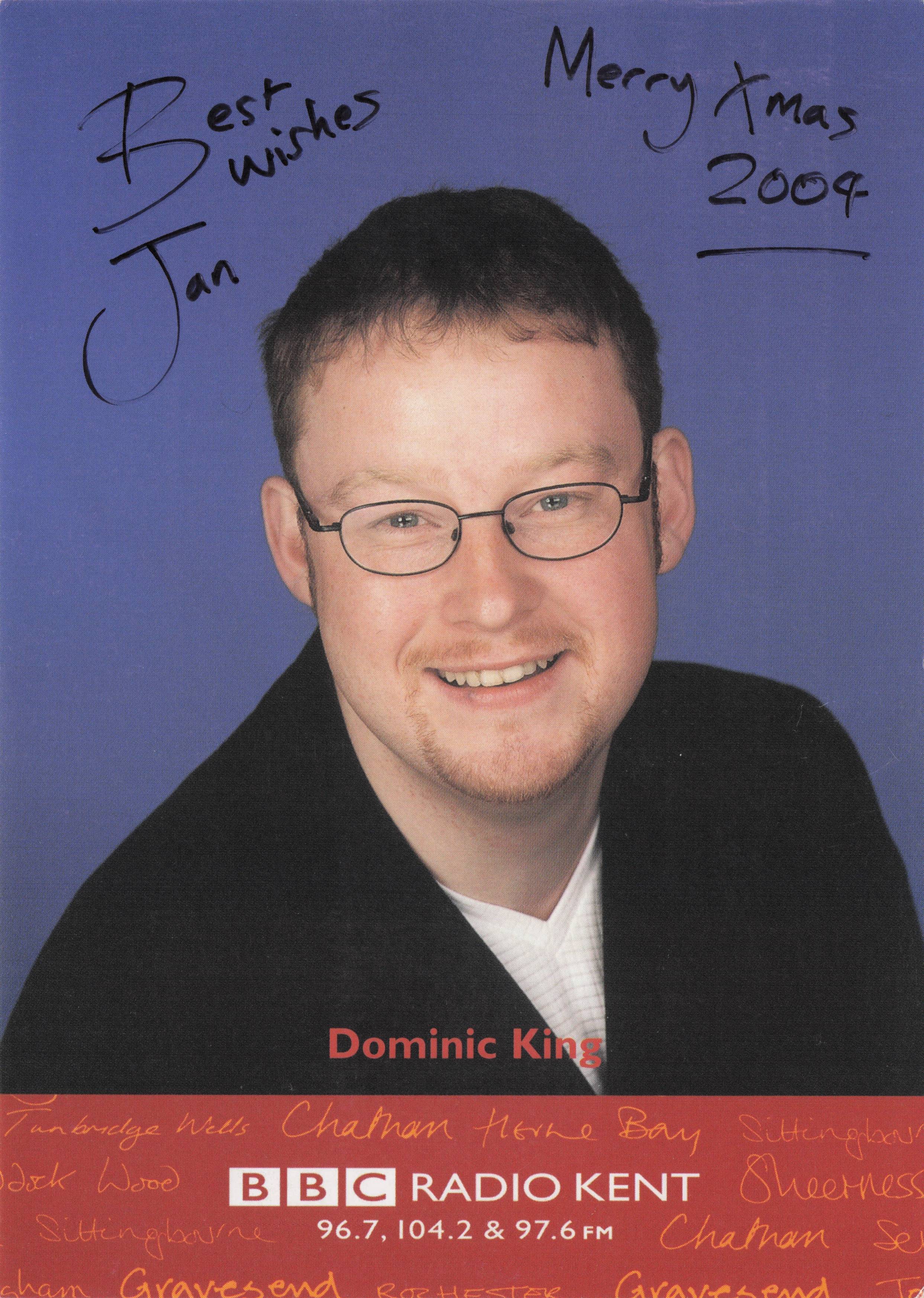 Dominic King BBC Radio Kent DJ Vintage Hand Signed Cast Card Photo