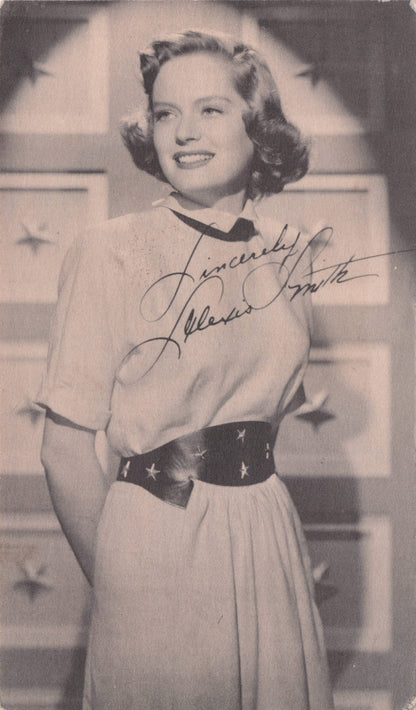 Alexis Smith Printed Autograph Postcard Sent From Warner Bros California Photo