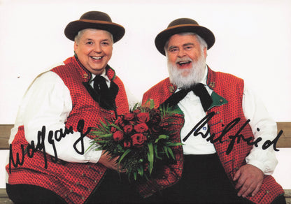 Die Wildecker Herzbuben German Folk Music Duo Hand Signed Postcard Photo