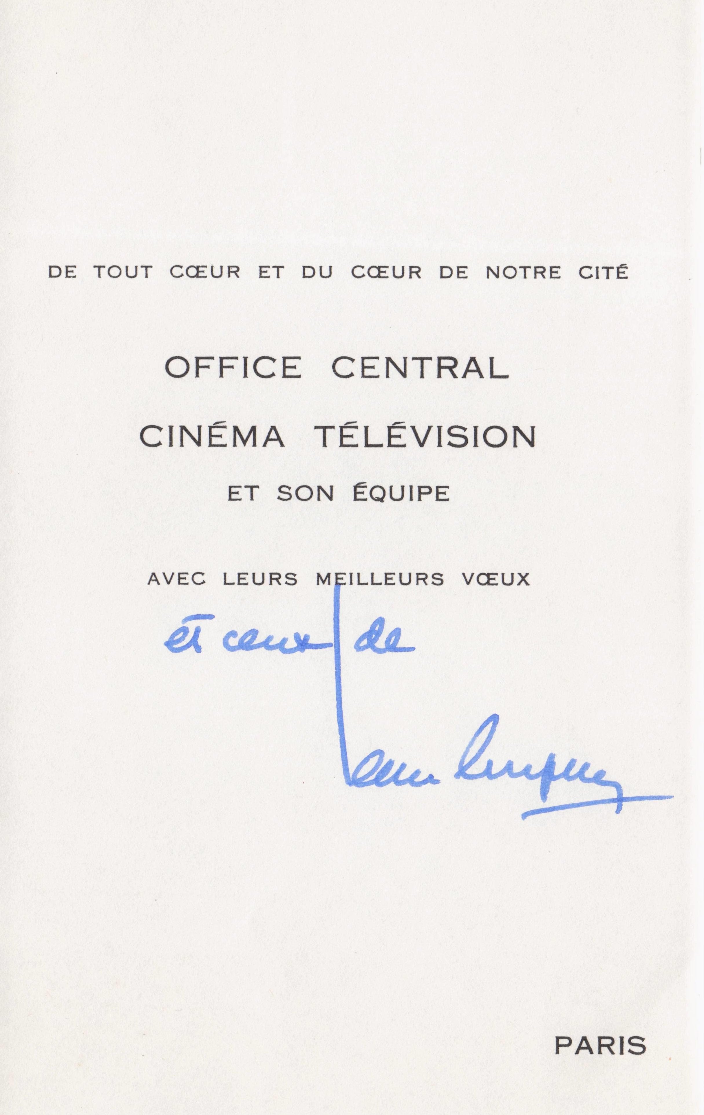 Office Central Cinema Television French Unidentified Paris Hand Signed Card