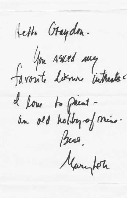 Mary Lou Rosata American Film Actress Theatre Director Hand Signed Letter & CARD