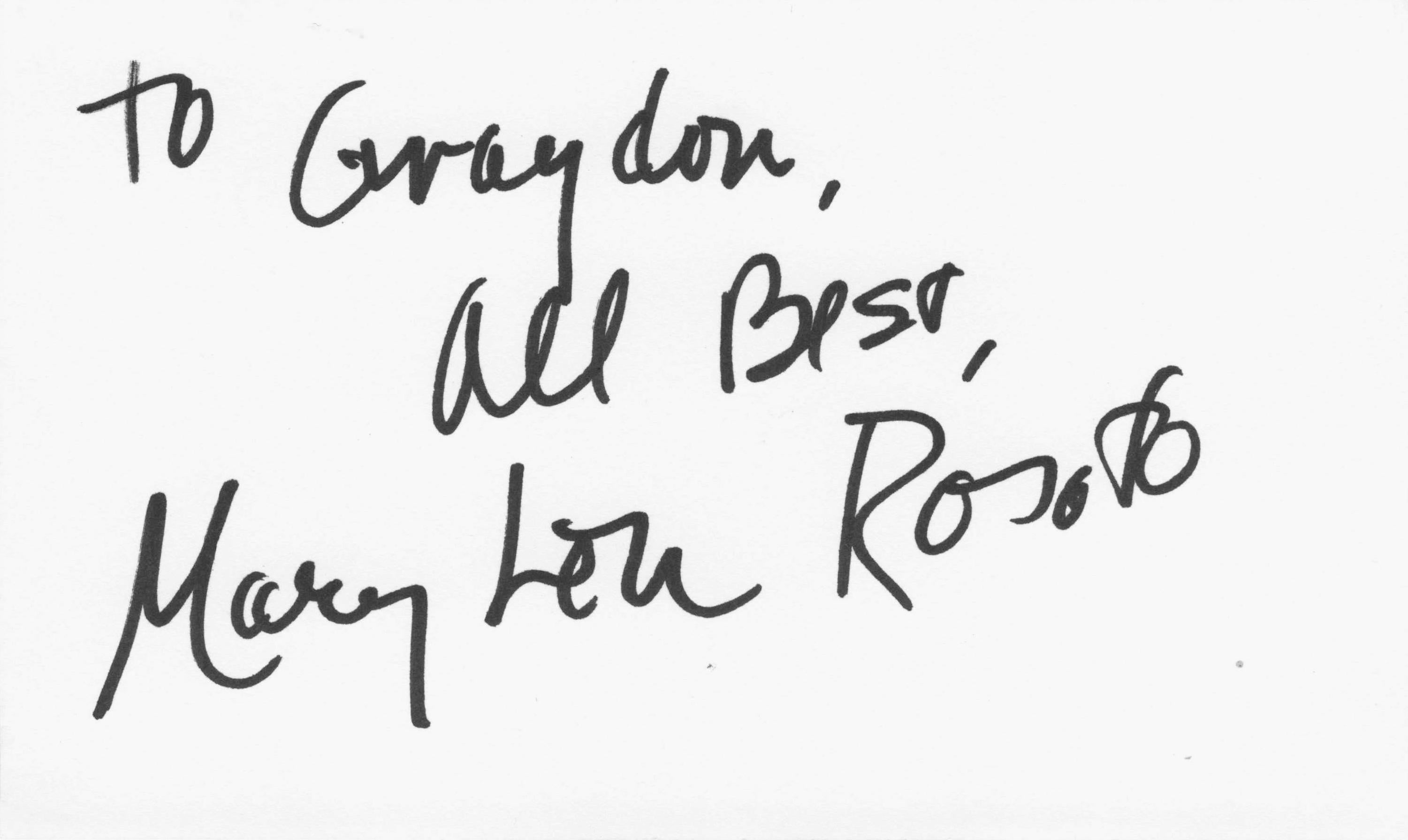 Mary Lou Rosata American Film Actress Theatre Director Hand Signed Letter & CARD