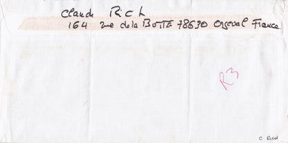 Claude Rich Historic French Film Actor Hand Signed Index Card & Home Envelope