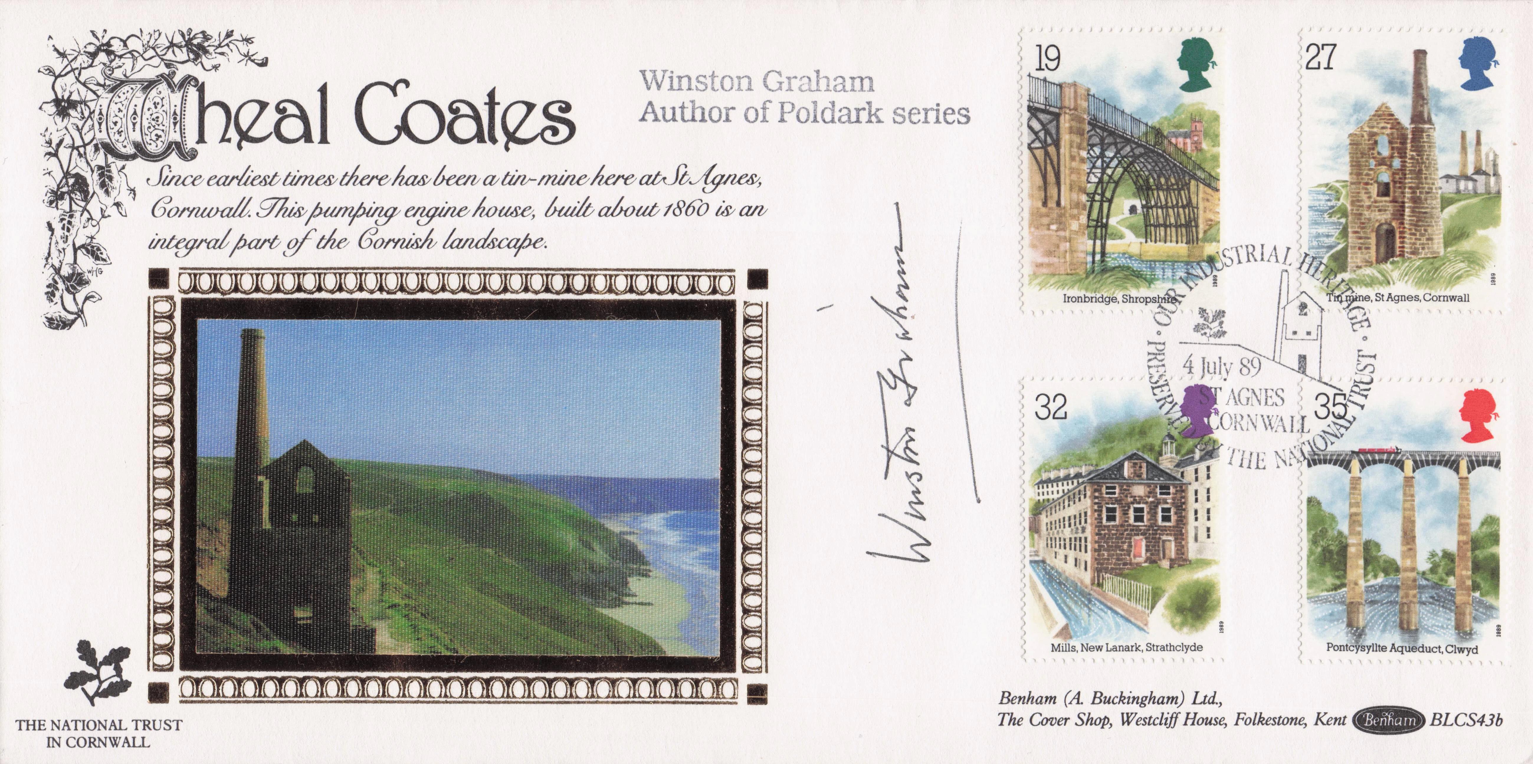 Winston Graham Poldark Book Author Rare Cornwall Mines Mining Hand Signed FDC