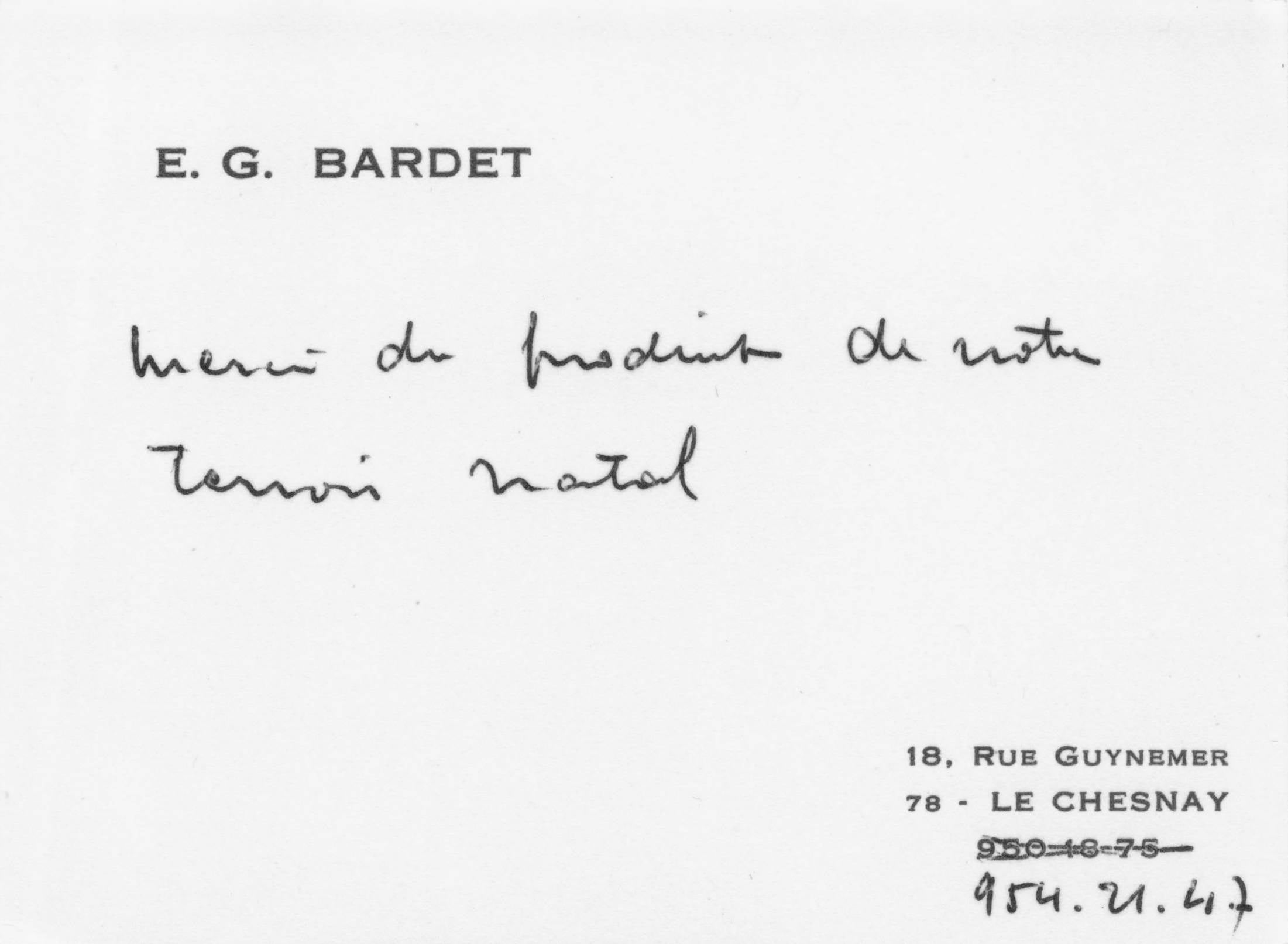 Georges Bardet Michelin Group French Hand Signed Card