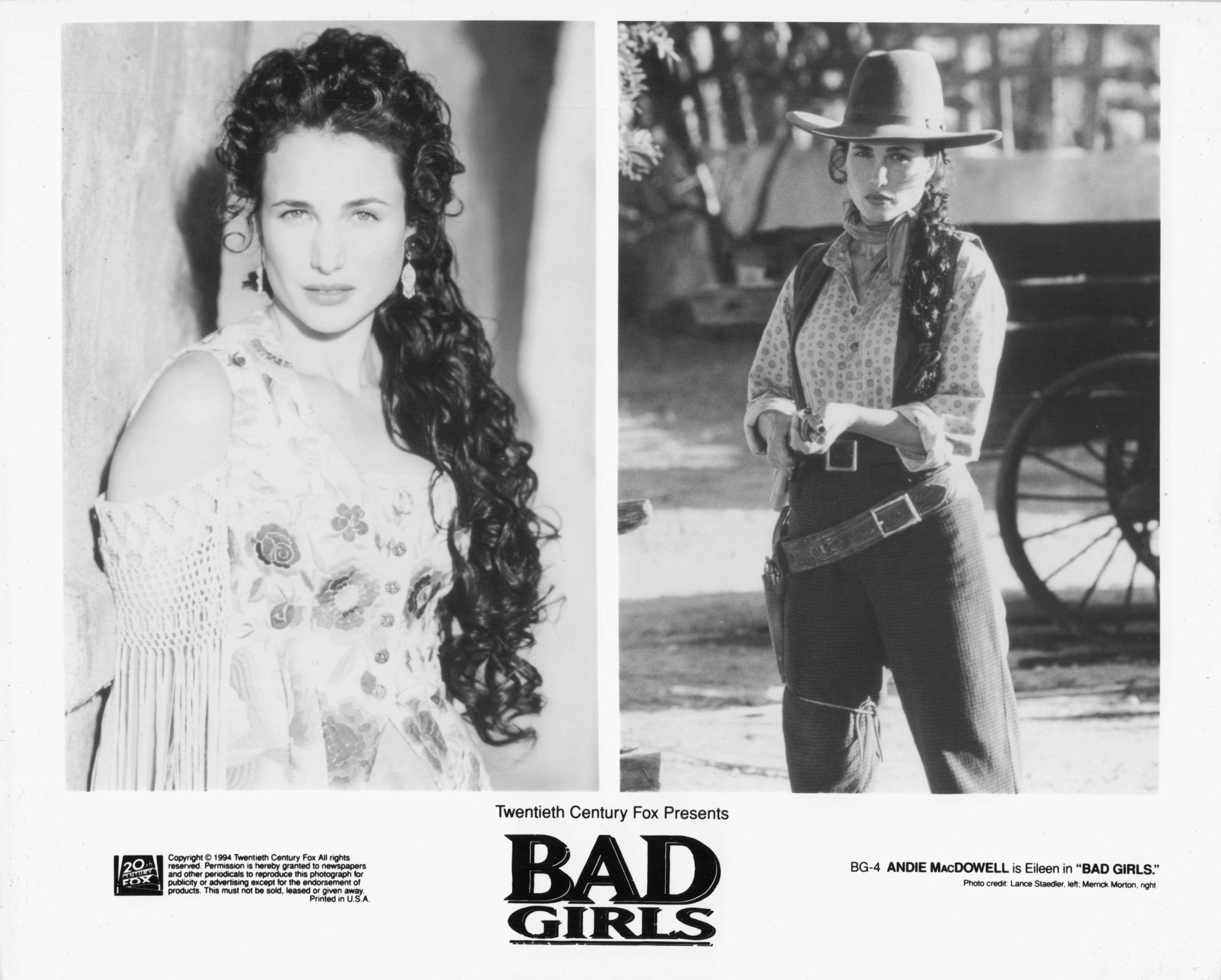 Andie MacDowell Cowboy Western Bad Girls 9x7 Media Press Publicity Still Photo