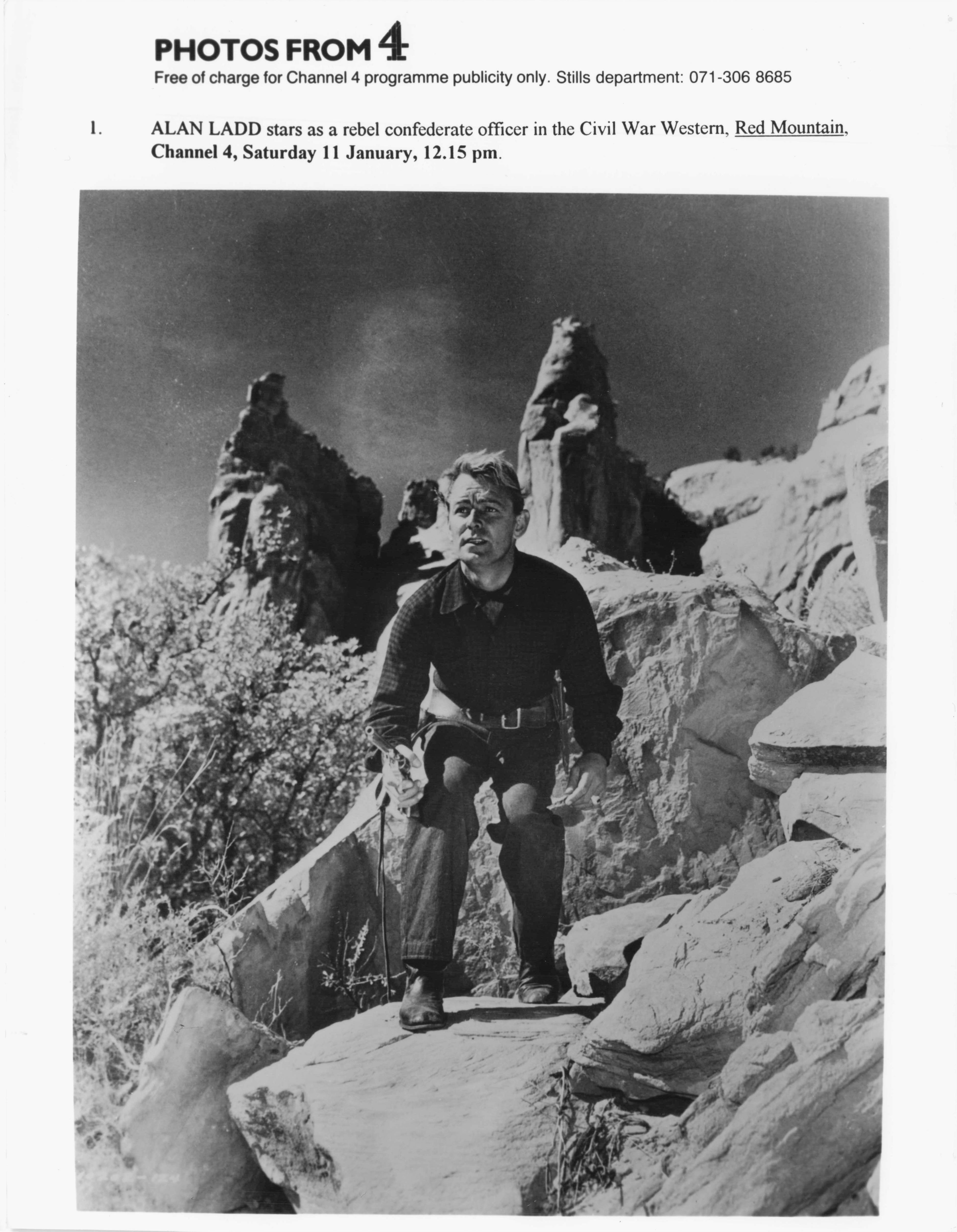 Alan Ladd Civil War Film Red Mountain C4 Television Press Still Media Publicity Photo