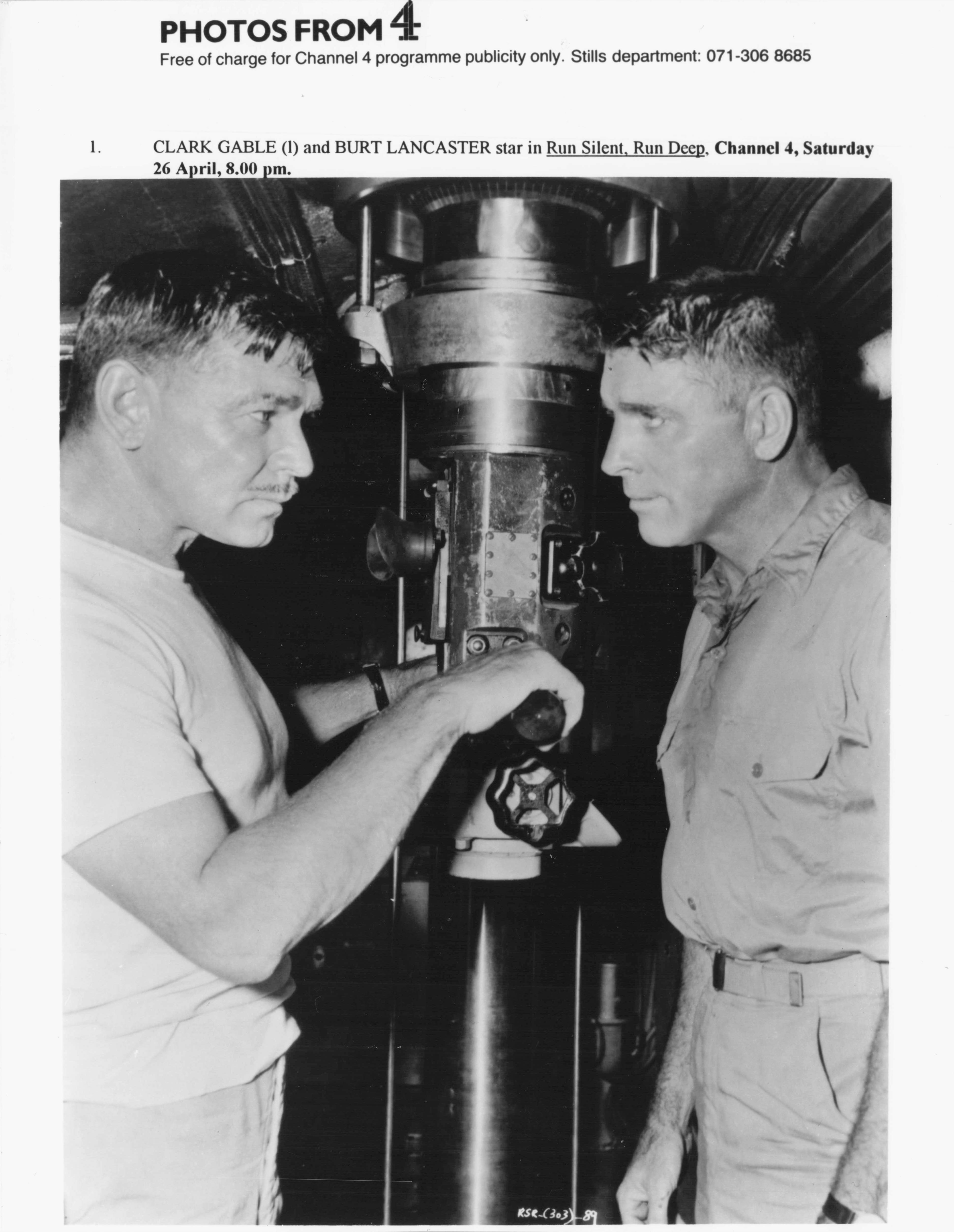 Clark Gable Burt Lancaster Run Silent Run Deep Film C4 Television Press Photo