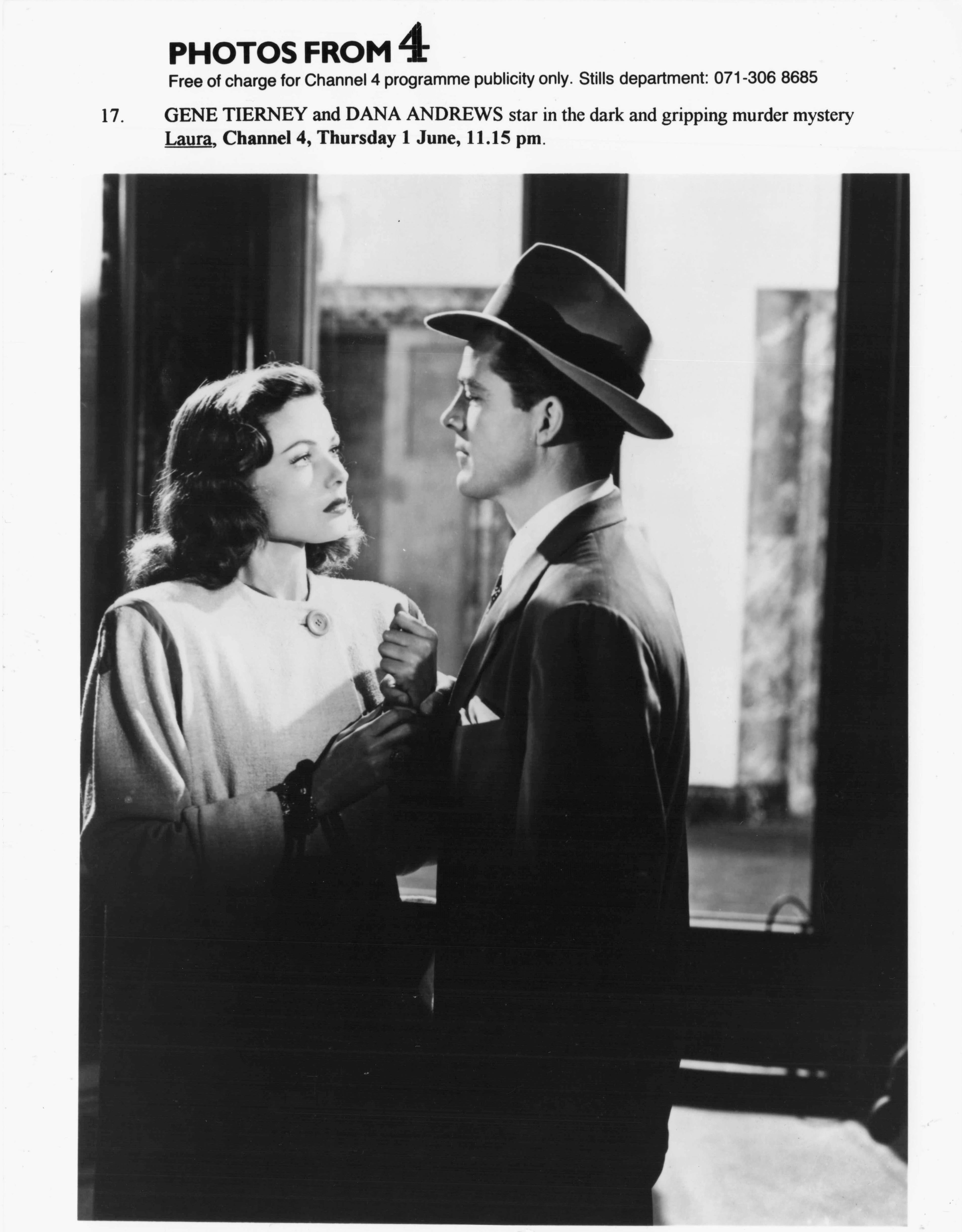Gene Tierney Dana Andrews Laura Film C4 Television Press Publicity Still Photo