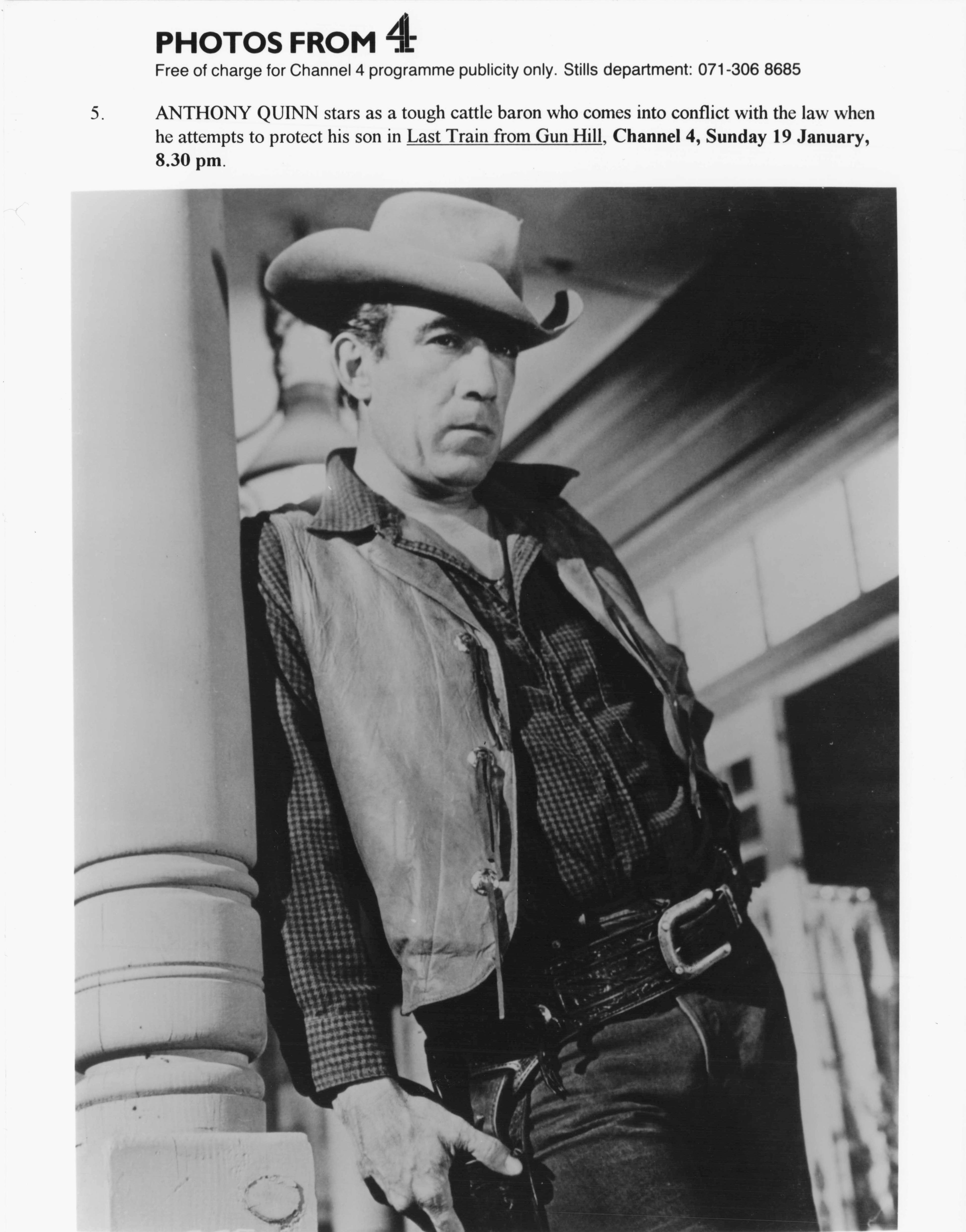 Anthony Quinn Last Train From Gun Hill Western Film C4 TV Press Media Photo