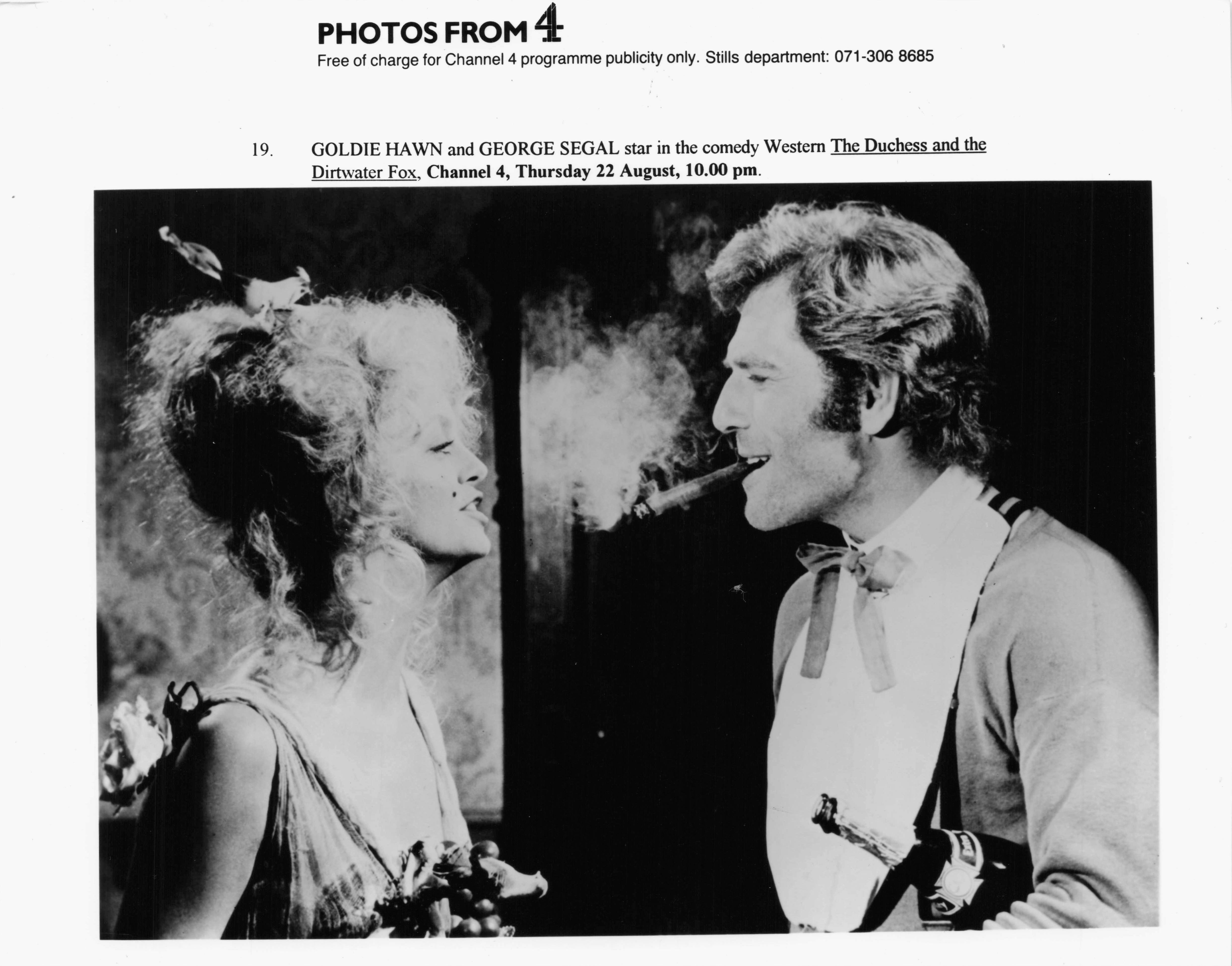 Goldie Hawn The Duchess & The Dirtwater Fox C4 Television Press Media Photo