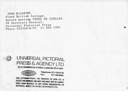 John McCarthy Islamic Prisoner British Hostage 1991 Press Photo