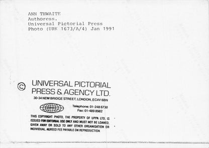 Ann Thwaite Biography Writer & Book Author 1991 Press Photo