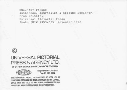 Una Mary Parker Book Author Journalist Costume Designer 1992 Press Photo