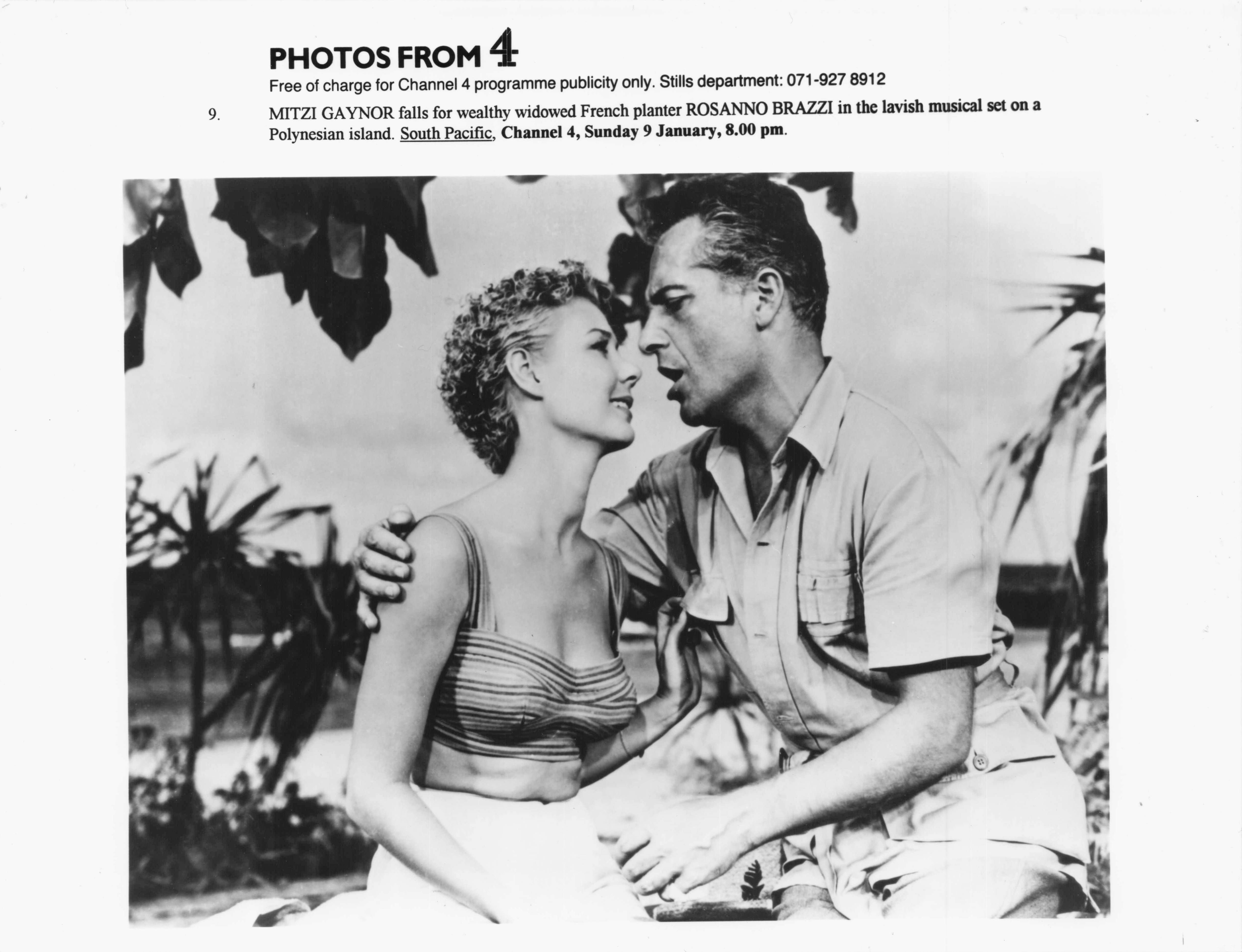 Mitzi Gaynor Rosanno Brazzi in South Pacific Vintage Film Musical C4 Press Photo