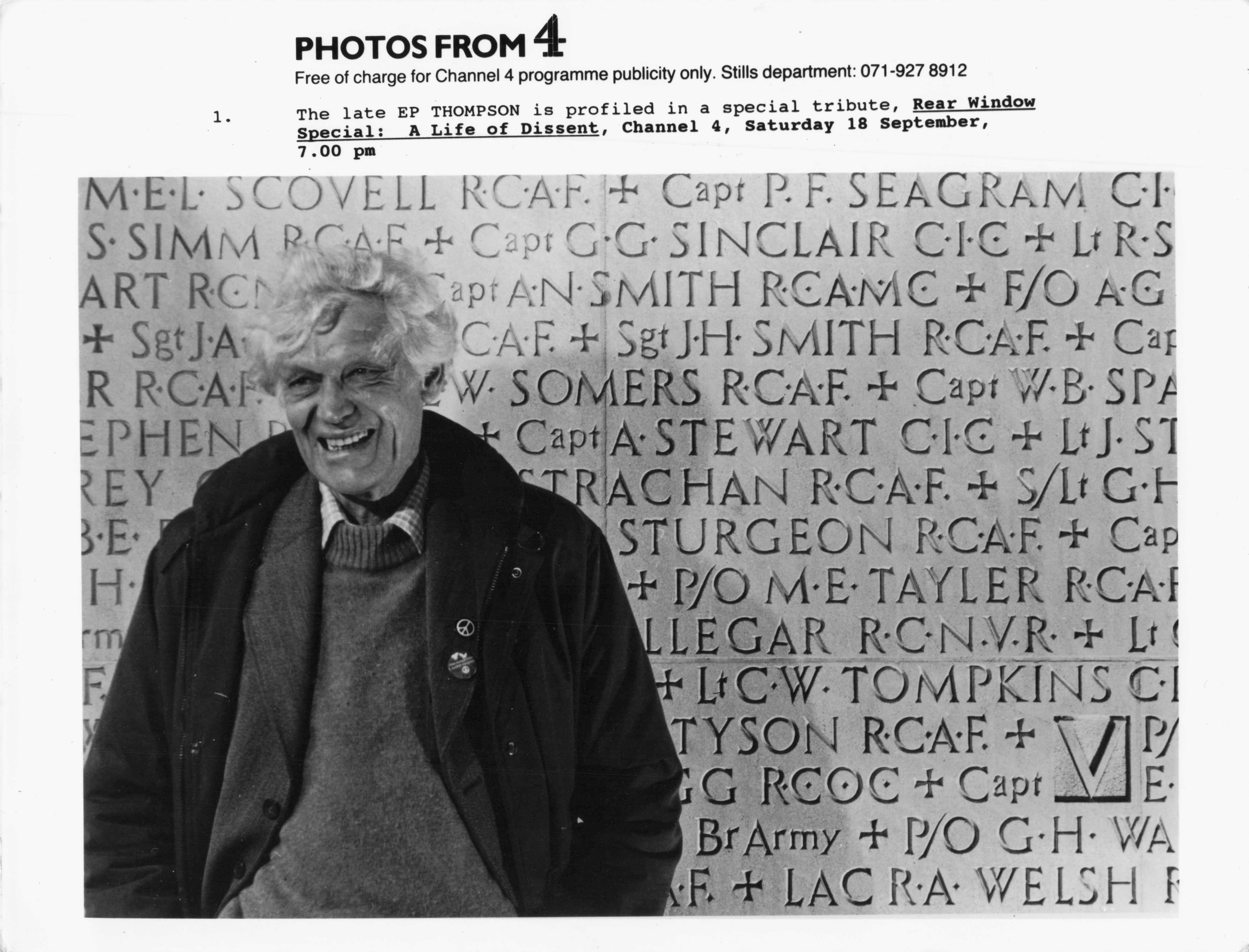 Rear Window EP Thompson Historian Documentary C4 Television Press Photo