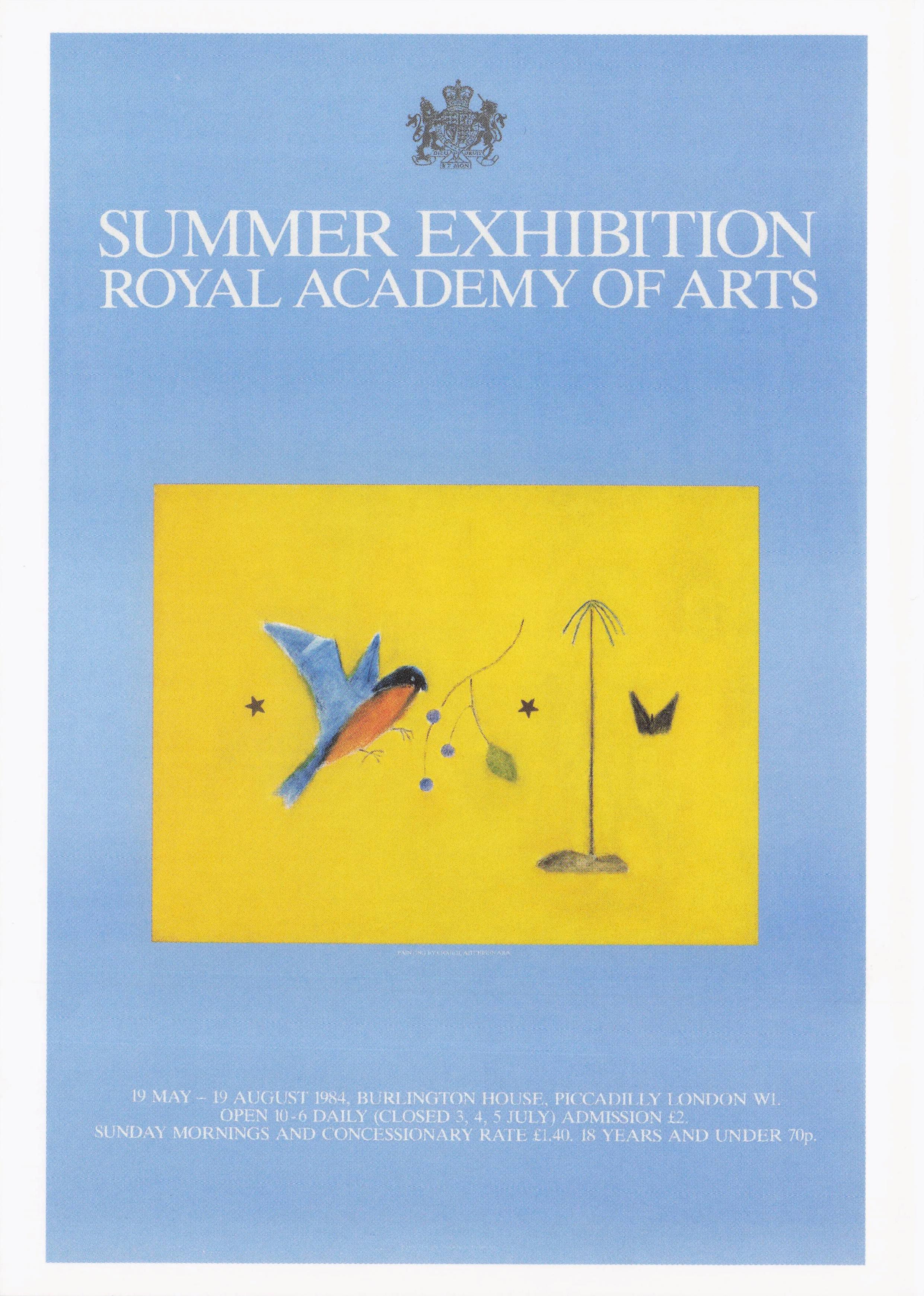 Royal Academy Summer 1984 London Exhibition Bird Yellow Painting Postcard