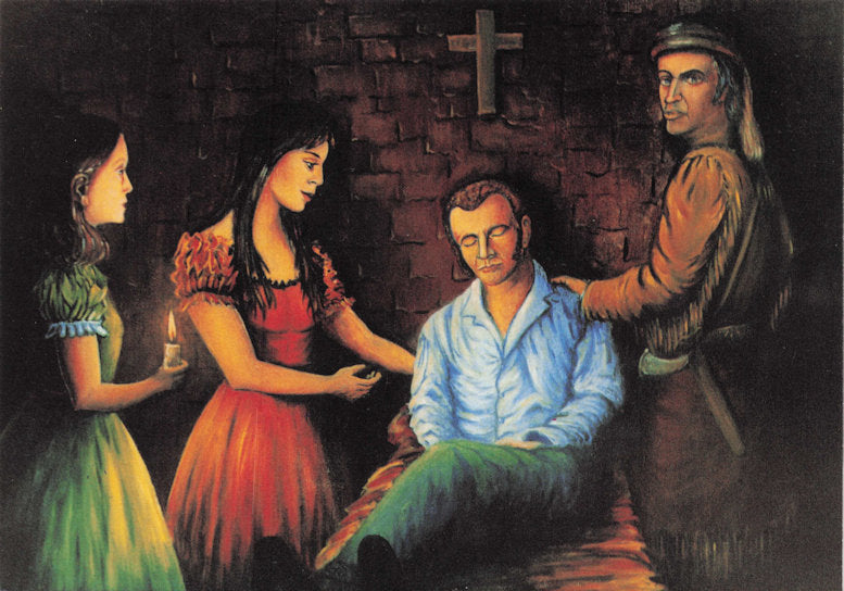 Jim Bowie On Death Bed American Military Battle Of The Alamo Painting Postcard