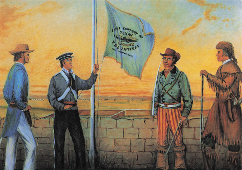 Raising New Orleans Flag At American Old Battle Of The Alamo Painting Postcard