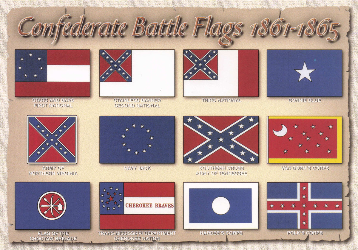 American Old Military Civil War Battle Flags Collection 1860s USA Postcard