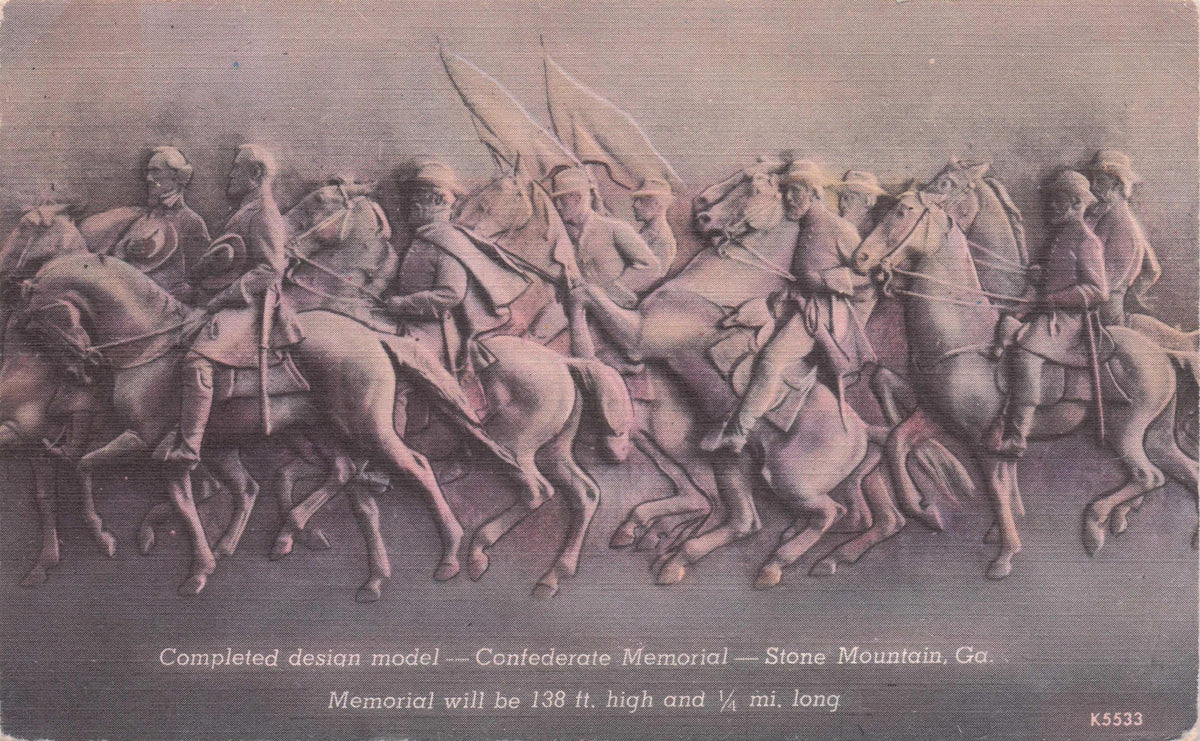 Stone Mountain Confederate Memorial Design Model Georgia USA Linen Postcard