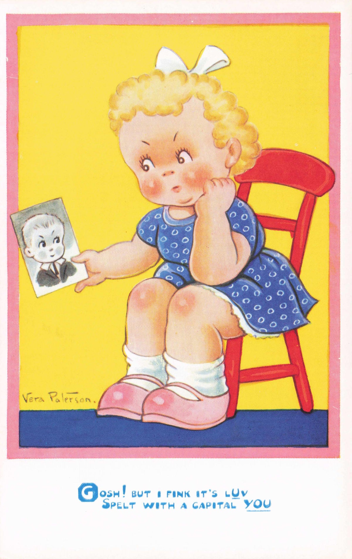 Children Girl Boy Romantic Love Crush Old Photo Reg Maurice Comic Cute Postcard