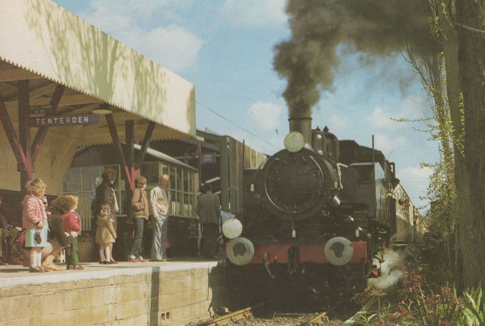 22 Maunsell Train at Tenterden Kent Railway Station Platform Postcard