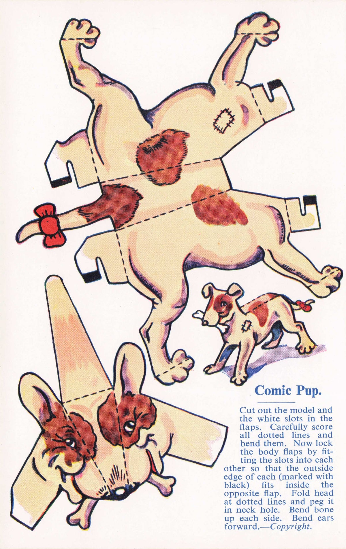 Cut Out Dog Model Antique Novelty Puppy Dogs Salmon Old Rare Comic Postcard