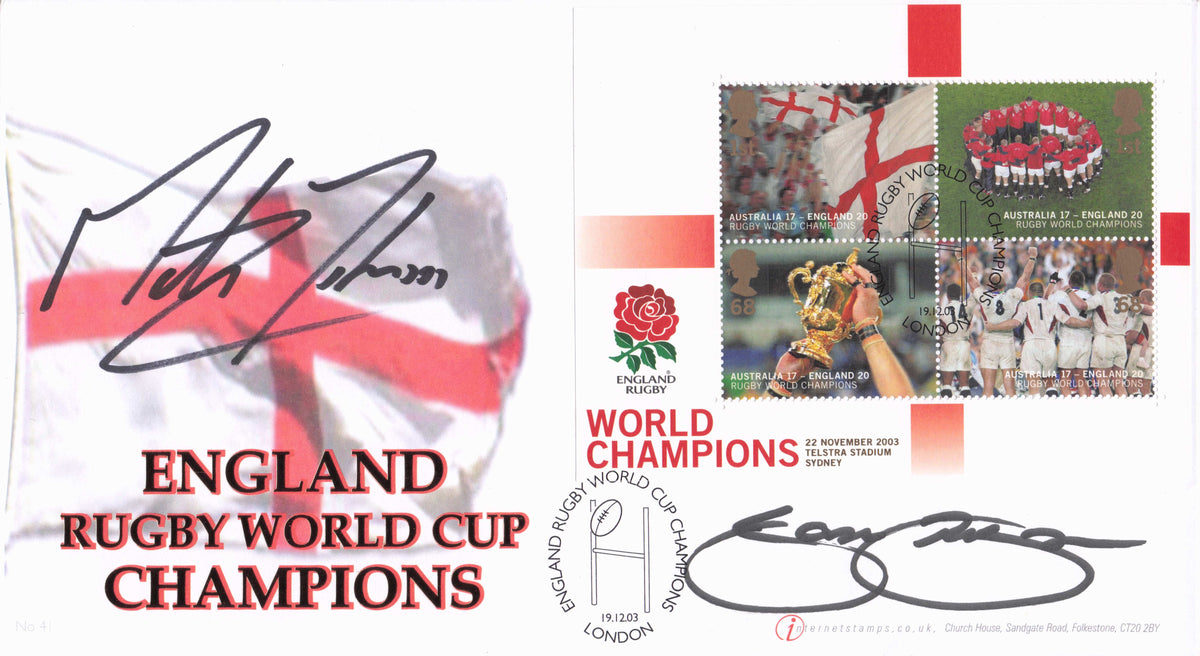 Martin Johnson Ben Cohen Rugby 2023 World Cup Hand Signed First Day Cover FDC
