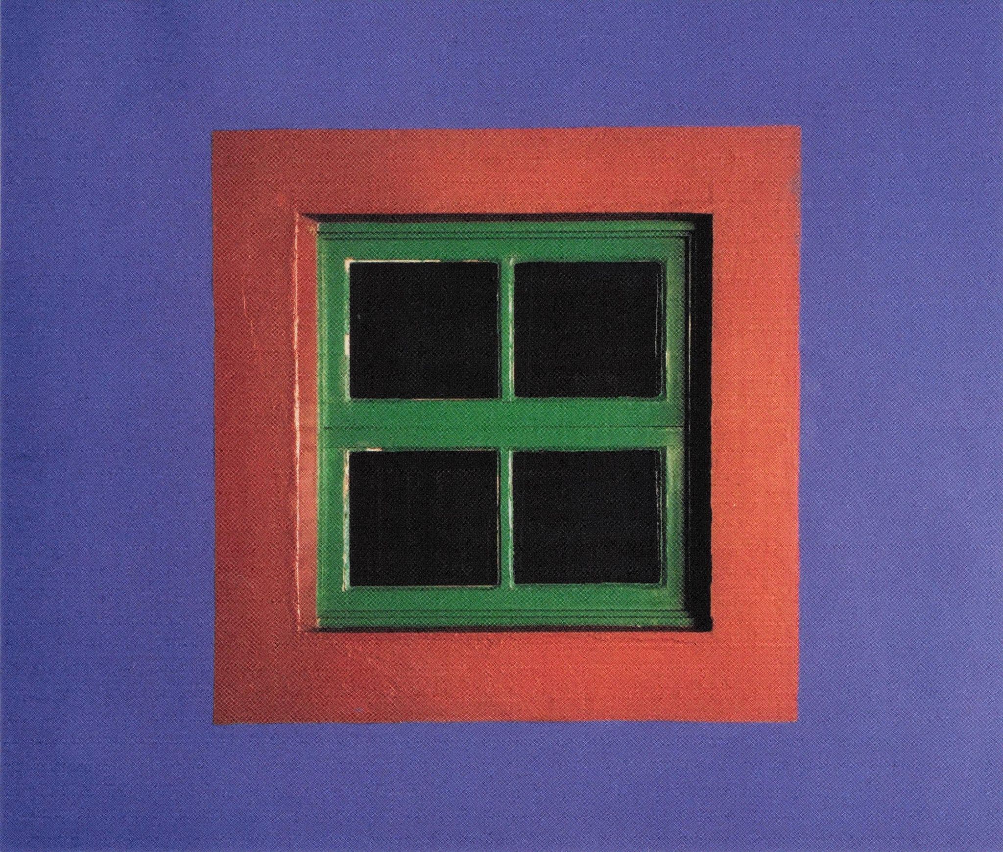 Green Window in Blue Wall at Frido Kahlo House Mexico Photo Art Postcard