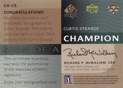 Stewart Cink Sign Of A Champion SCARCE Hand Signed Golf Autograph Card
