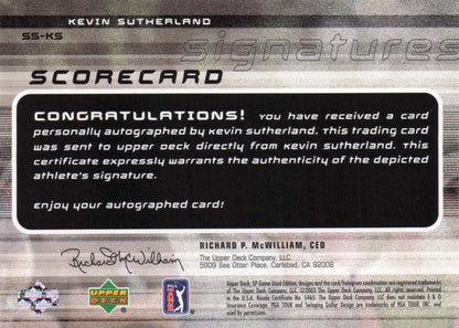 Kevin Sutherland Scorecard Signatures Golf Autograph Hand Signed Photo Card